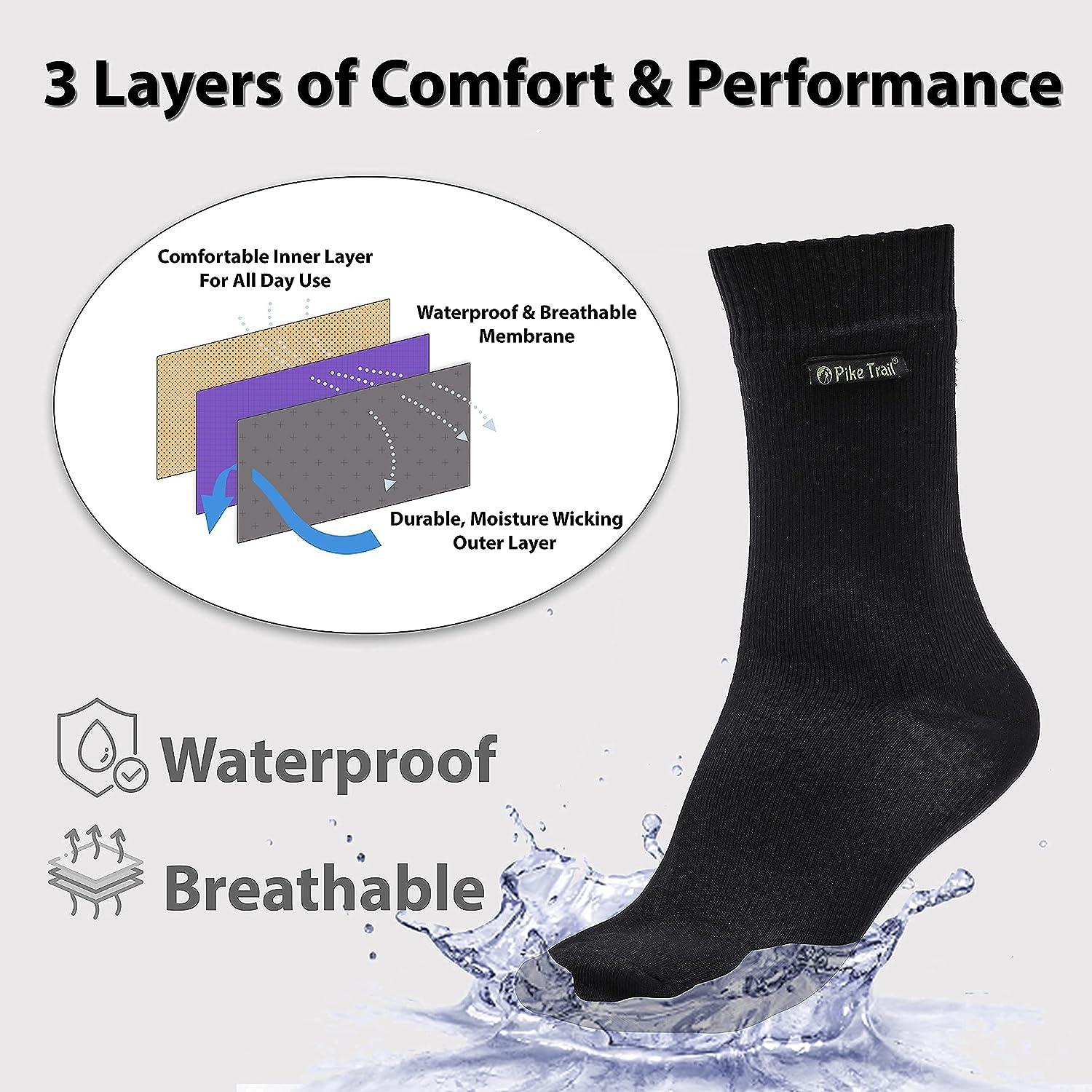 Pike Trail 100% Waterproof Breathable Socks for Hiking Trekking Wading  Fishing Overcast Grey Medium