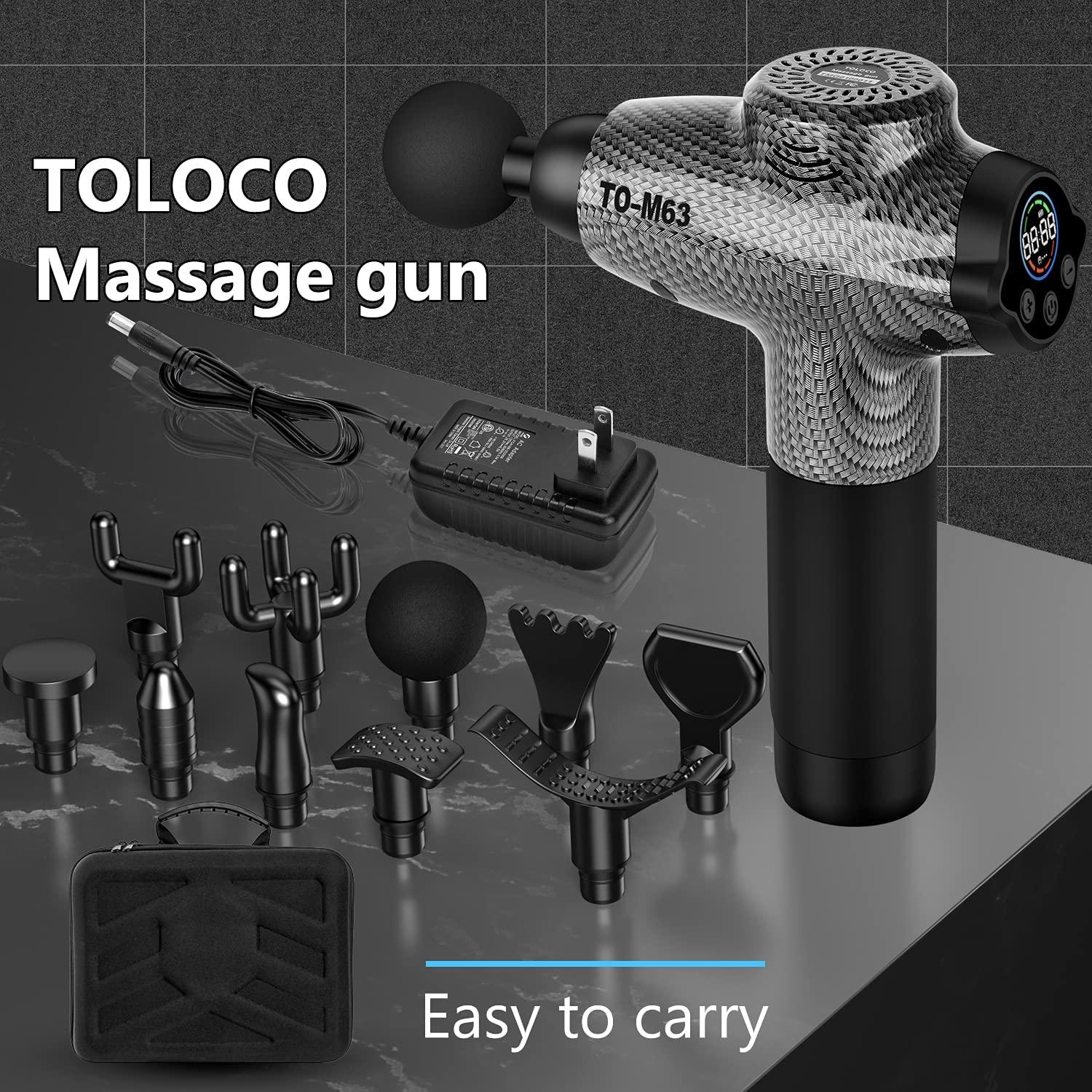 TOLOCO Massage Gun Upgrade Percussion Muscle Massage Gun for Athletes Handheld Deep Tissue Massager (Black)