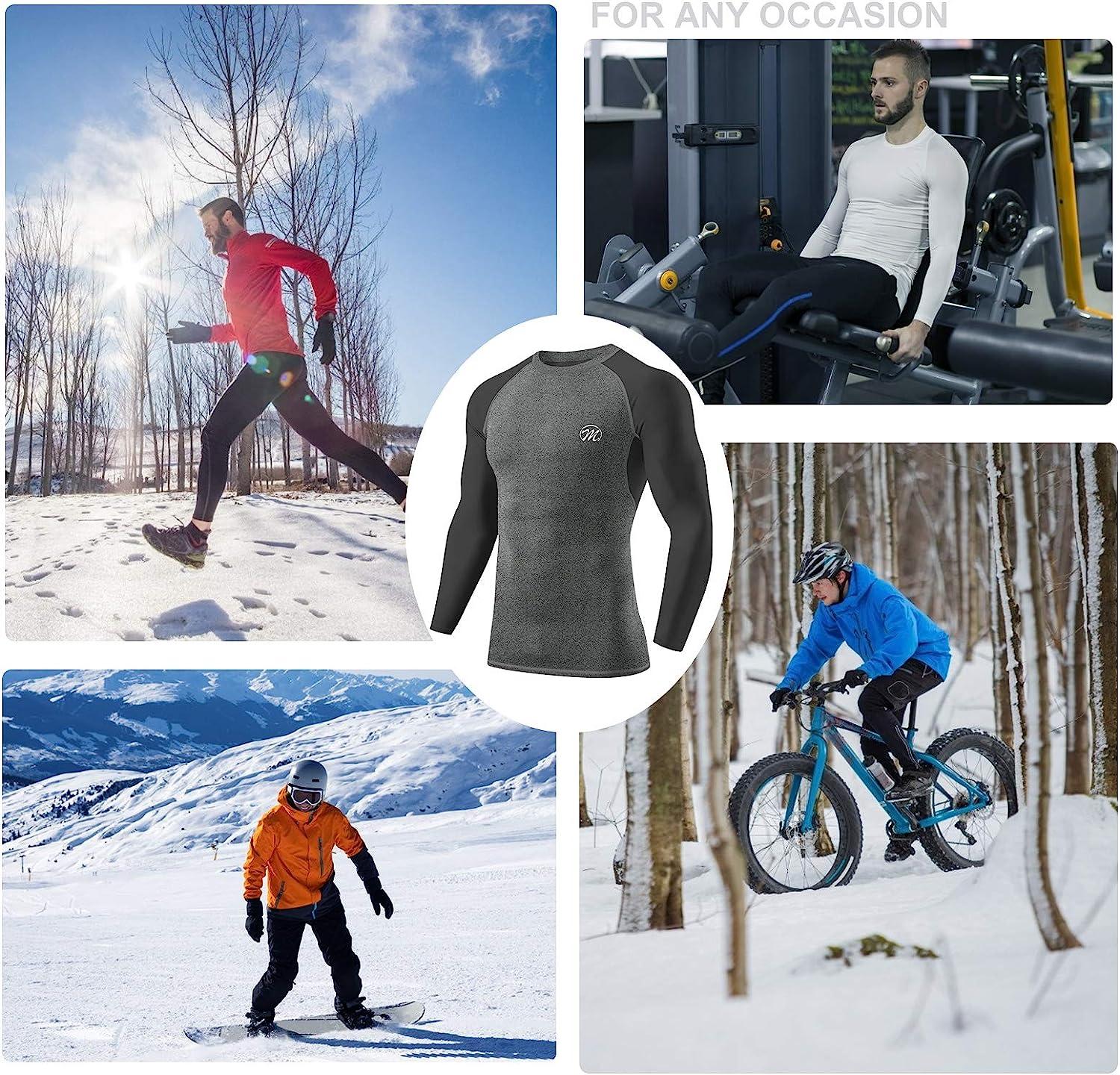 MEETWEE Men's Thermal Underwear Set, Winter Ski Gear Fleece Lined Long  Johns Base Layer Warm Top & Bottom for Skiing Black