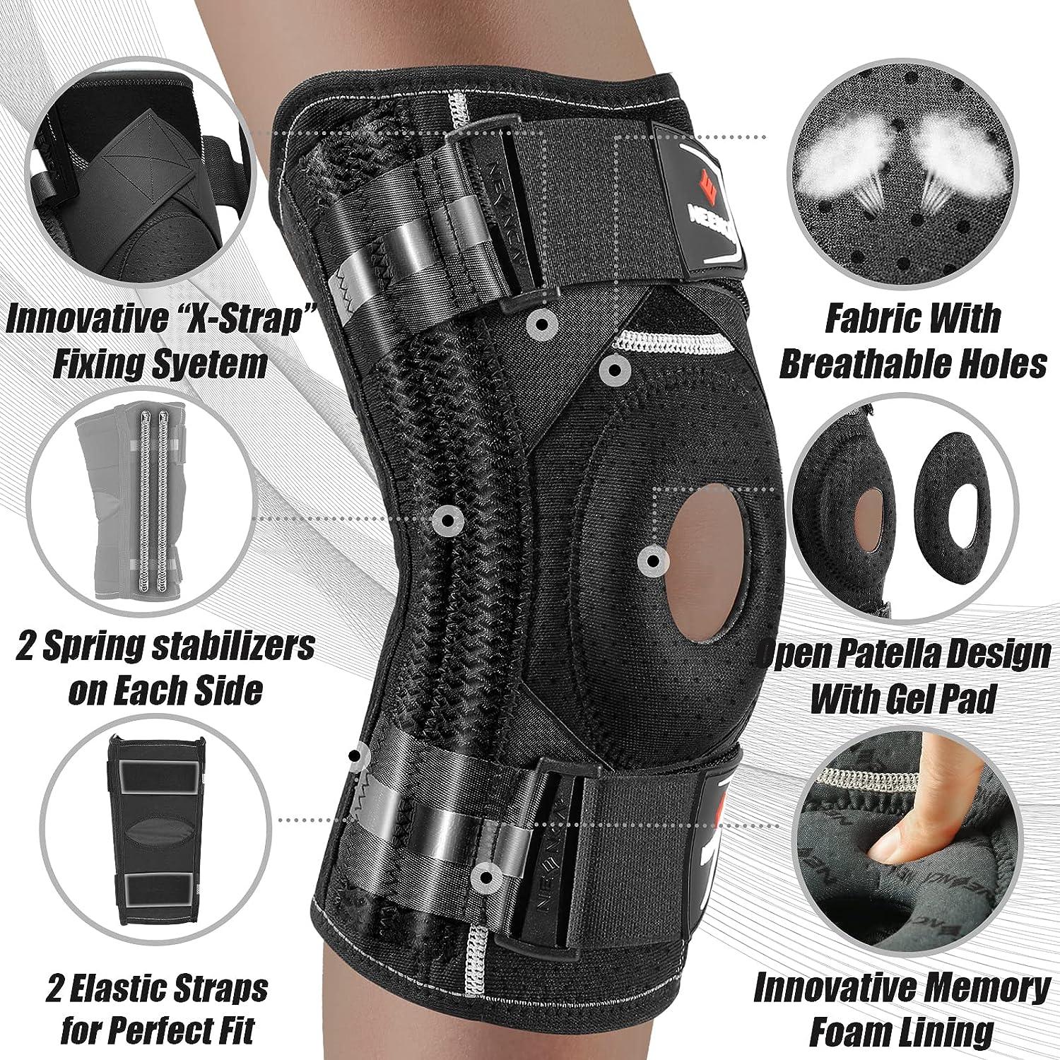 NEENCA Professional Knee Brace for Knee Pain Medical Knee Support with  Patented X-Strap Fixing System. Best for Arthritis Meniscus Tear Injury  Recovery Knee Pain Relief ACL Sports. Large Black