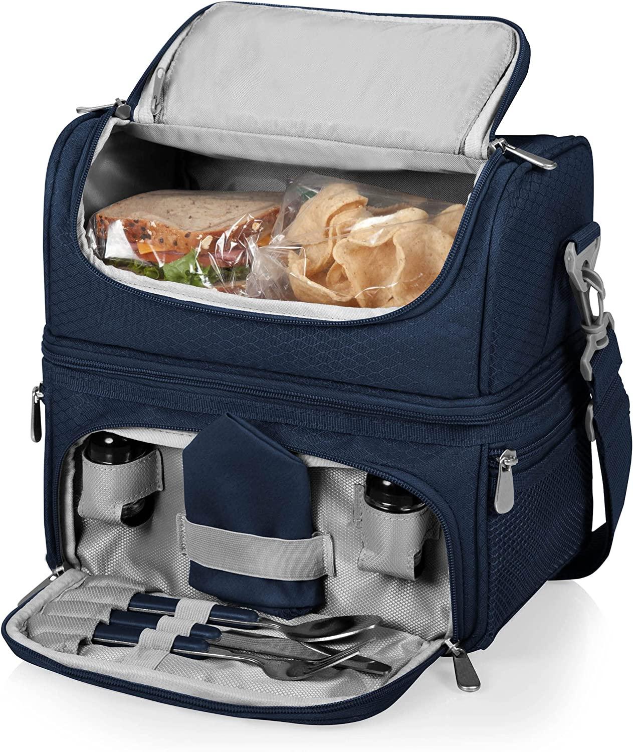  PICNIC TIME - On The Go Lunch Bag - Soft Cooler Lunch Box -  Insulated Lunch Bag, (Navy Blue) : Sports & Outdoors