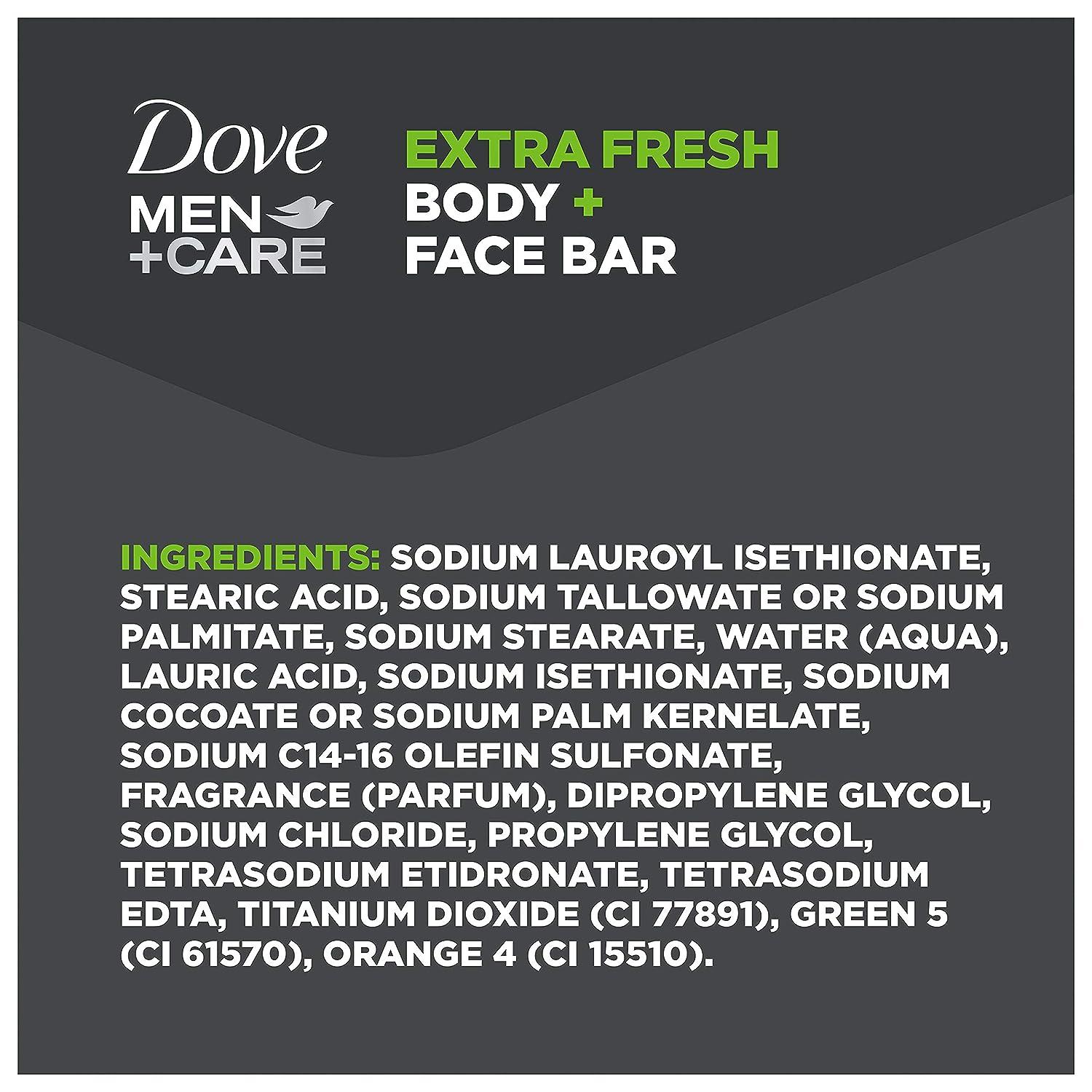 Dove Men+Care Extra Fresh Refreshing Hand, Body and Face Bar 3.75 Oz 8 Bars
