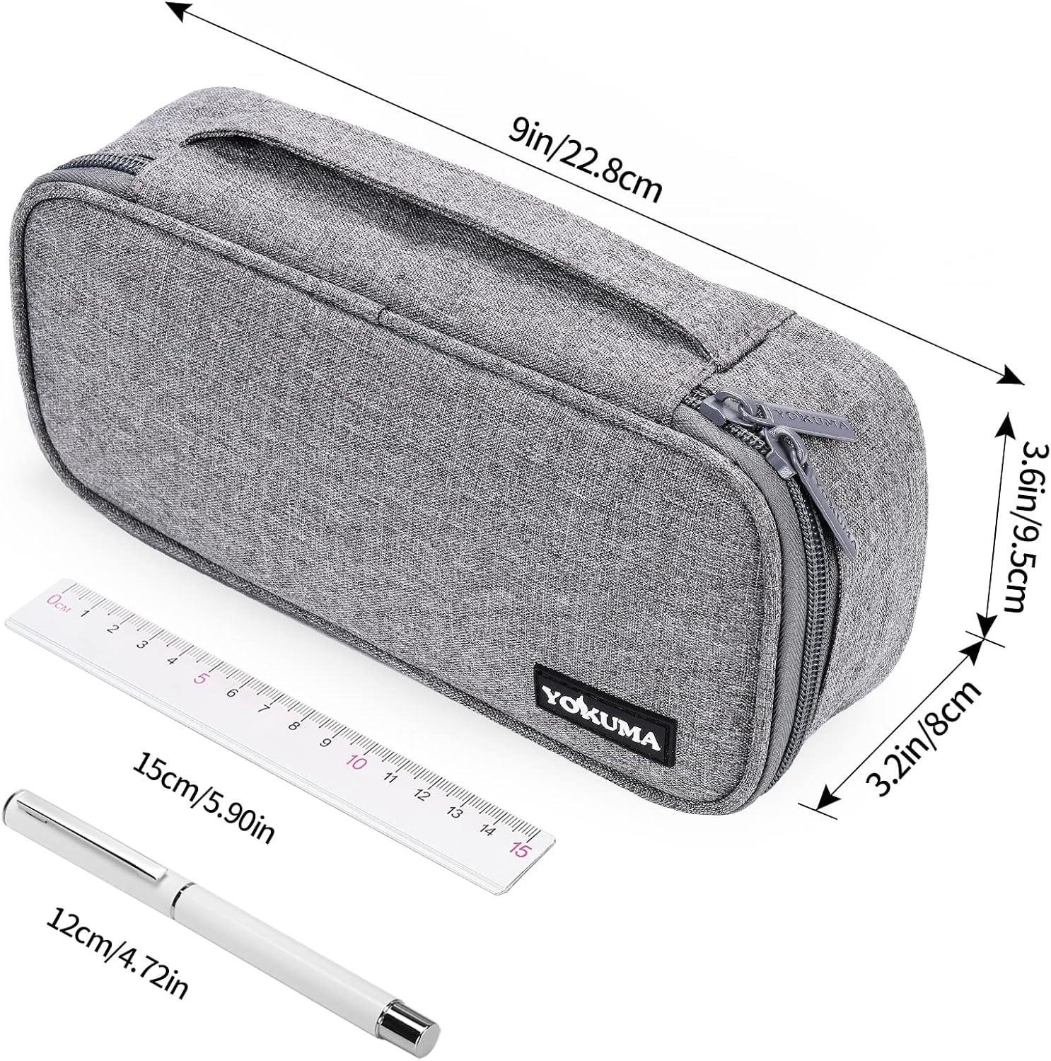 Enyuwlcm Fabric Stationery Stylish Simple Pencil Bag Small Square  Waterproof Pencil Case Black and Gray 2 Pack