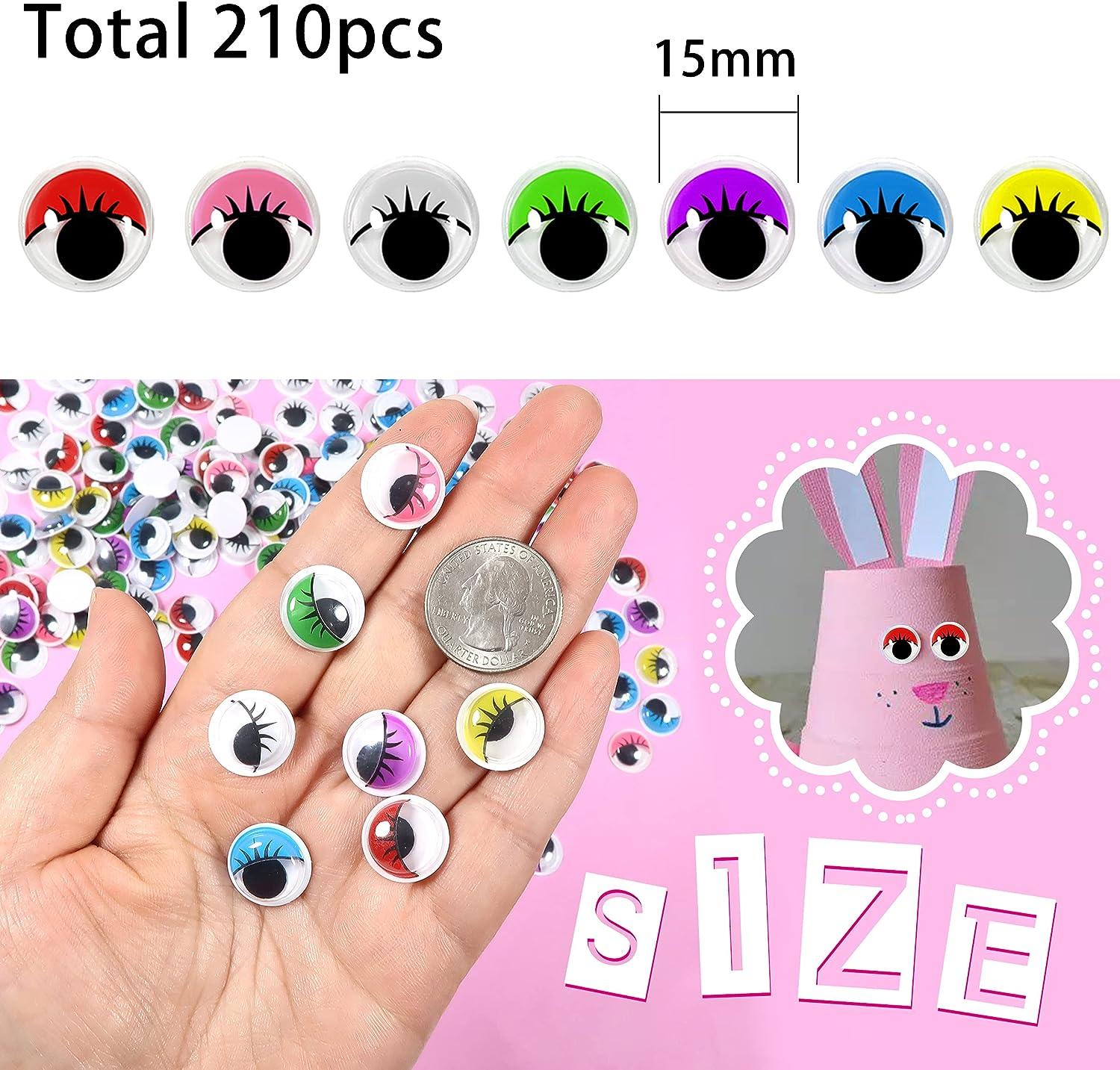 TOAOB 600pcs Wiggle Googly Eyes Self Adhesive for Craft Sticker Eyes 4mm to  10mm Assorted Sizes and Colors Round Plastic Crafts Eyes with Pom Poms for