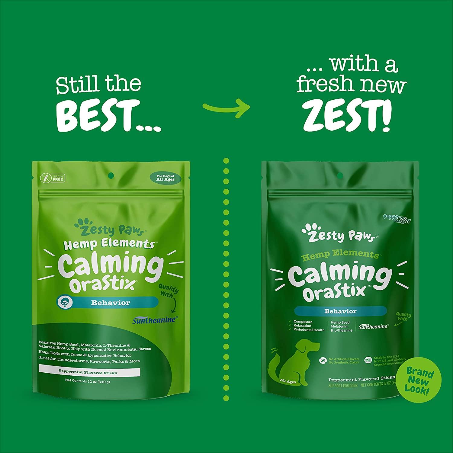 Zesty Paws Hemp Elements Calming Orastix Peppermint Flavored Chews for Dog,  12 oz.