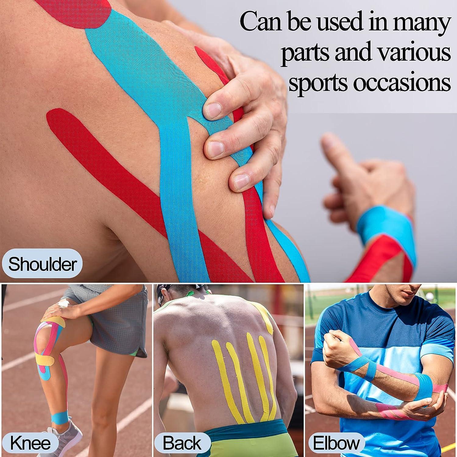 BBTO 15 Rolls Waterproof Breathable Kinesiology Tape 2Inchx16 ft Athletic  Runners Tape Pain Relief Muscle Tape Uncut Knee Tape for Elbow Shoulder  Ankles Gym Fitness Sports Running Swimming(15 Colors)