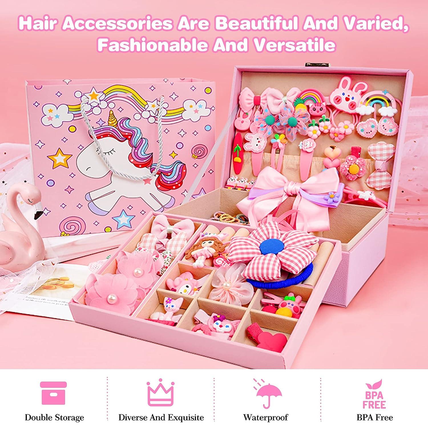 Hair Accessories Organizer, Pink Hair Accessory Jewelry Box for