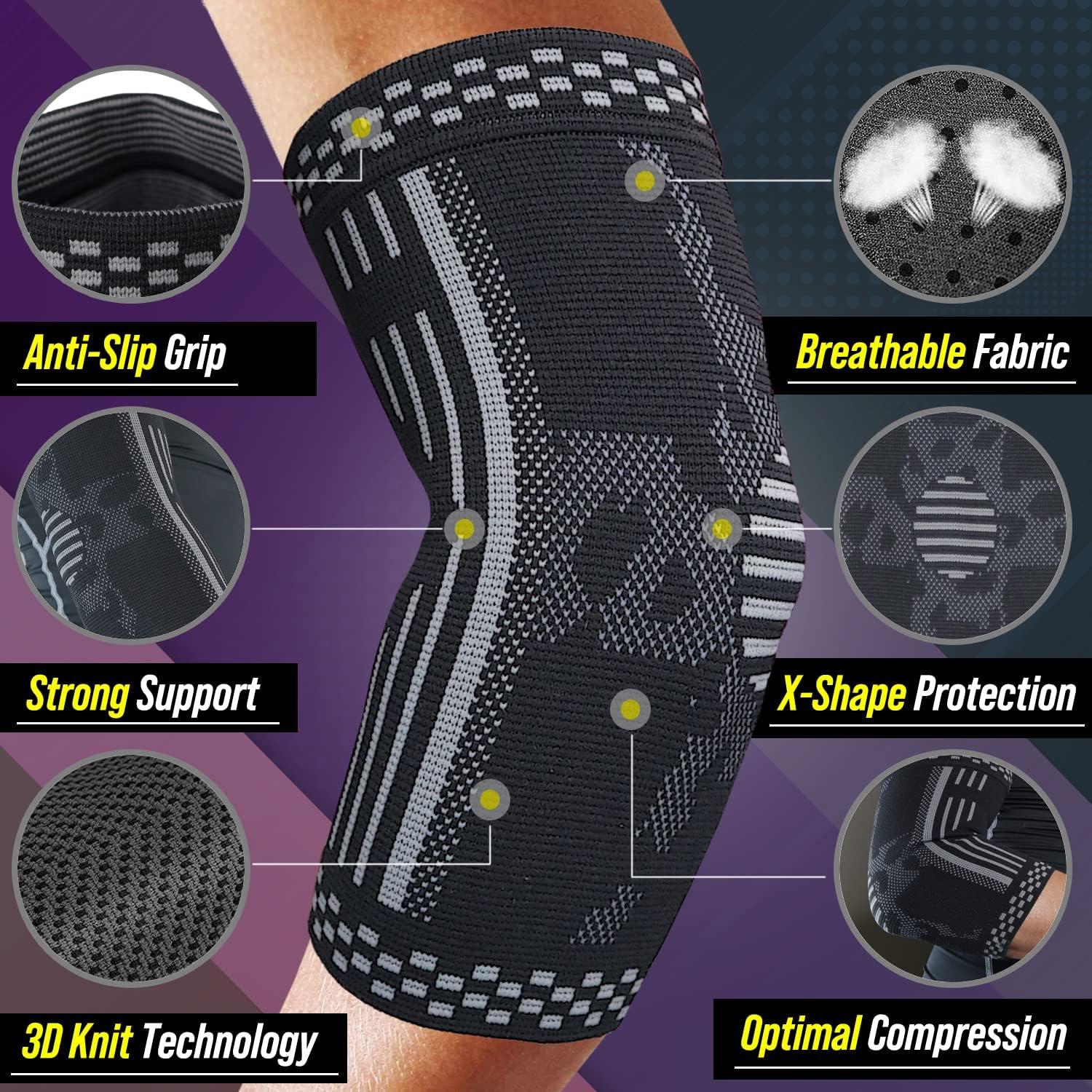 BLITZU Knee Compression Sleeve for Men & Women – Best Knee Brace Support  for Running, Gym, Workout, Fitness, Weightlifting. Joint Pain Relief
