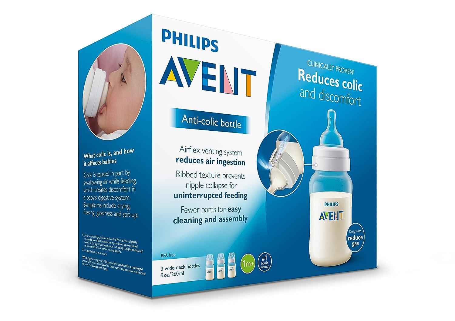 Philips Avent Anti-colic Baby Bottles Clear 9oz 3 Piece