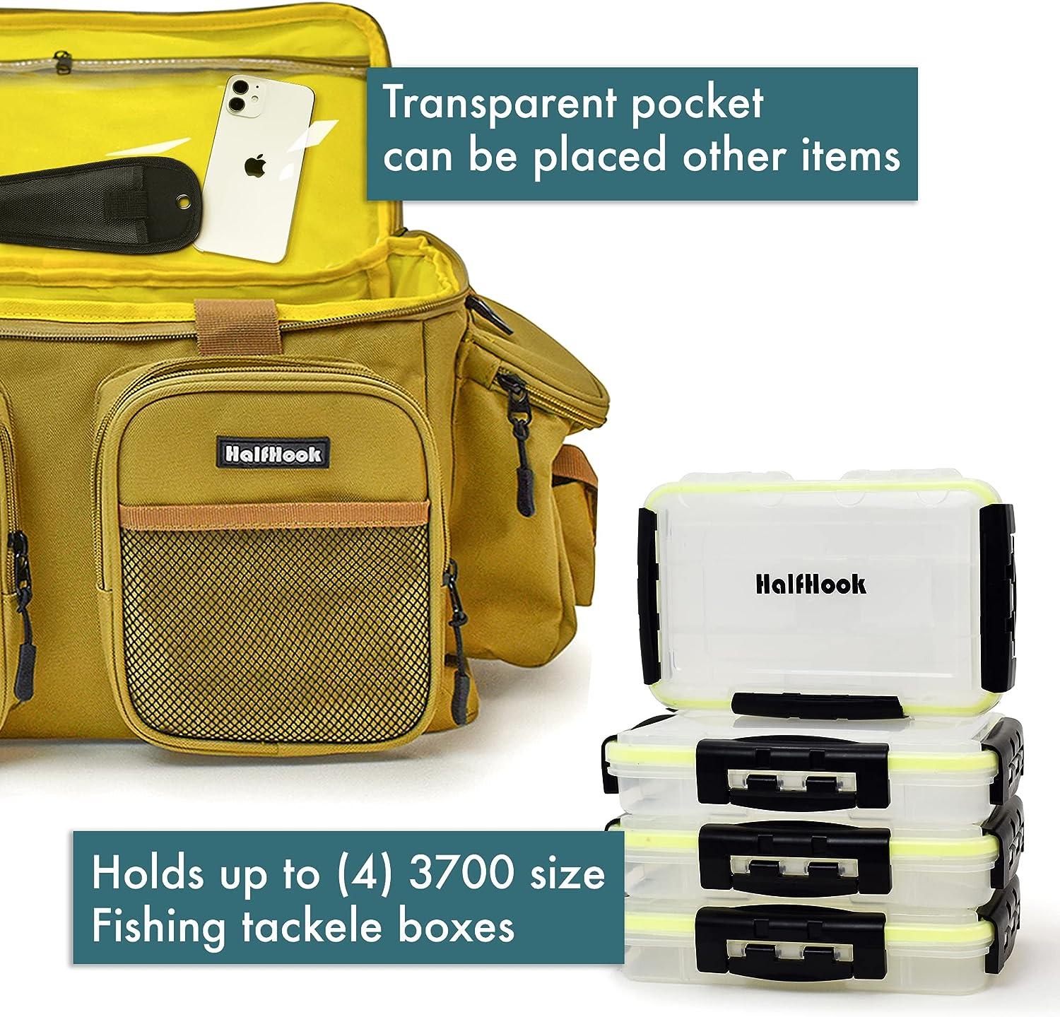 Halfhook Nylon Fishing Tackle Bag Waterproof Fishing Tackle Bag with 6  External & 1 Main Compartment