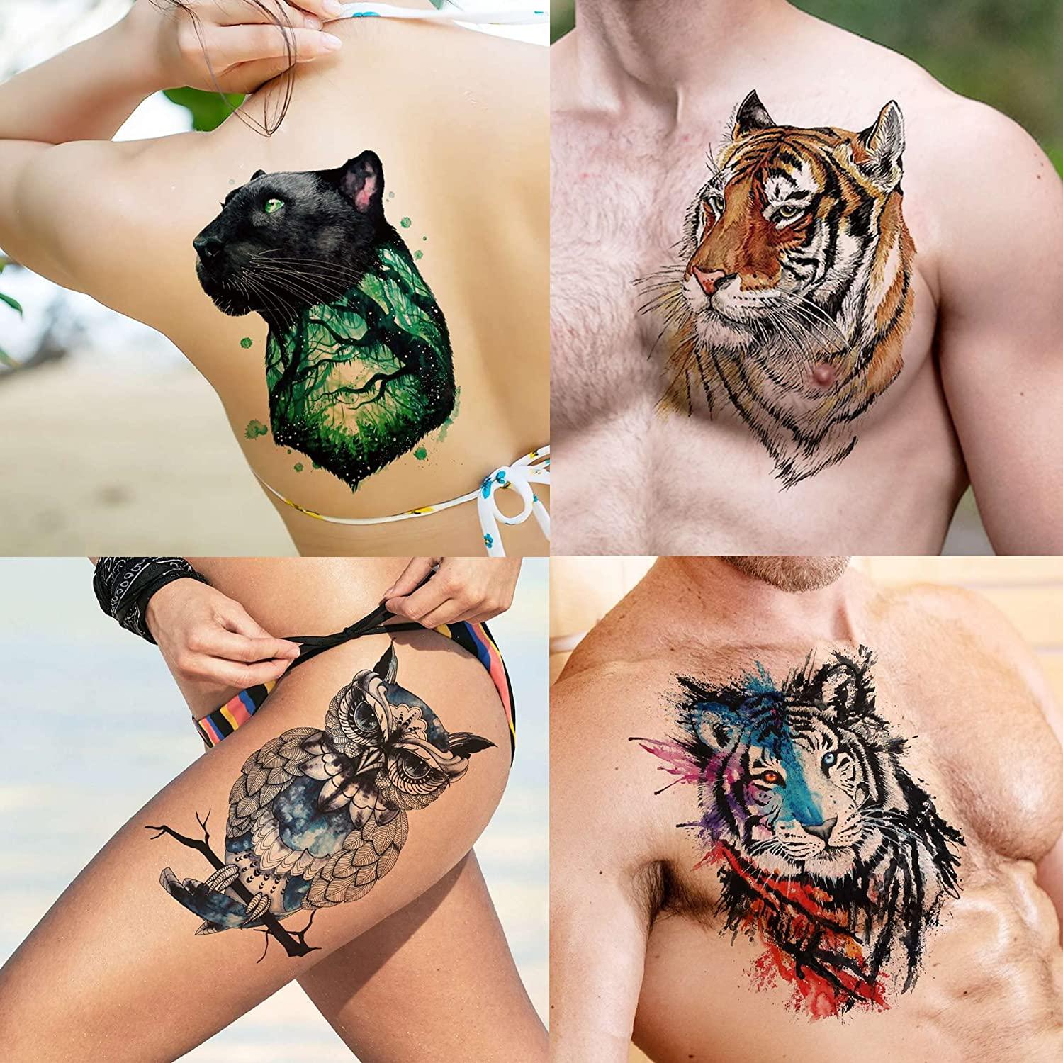 Amazon.com : 77 Sheets Watercolor Temporary Tattoo, 17 Sheets Half Arm  Butterfly Flower Lion Wolf Dream Catcher Fake Tattoos for Men Women, 60  Sheets Small Tattoo Waterproof Realistic Tattoo for Adults Kids