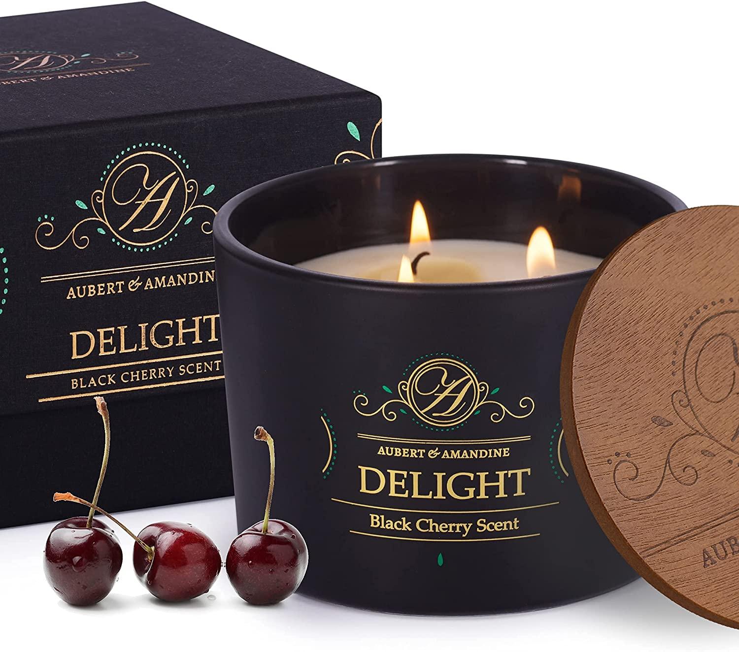 Cherry Scented Aromatherapy Candles for Relaxation, 3 Wick Candle