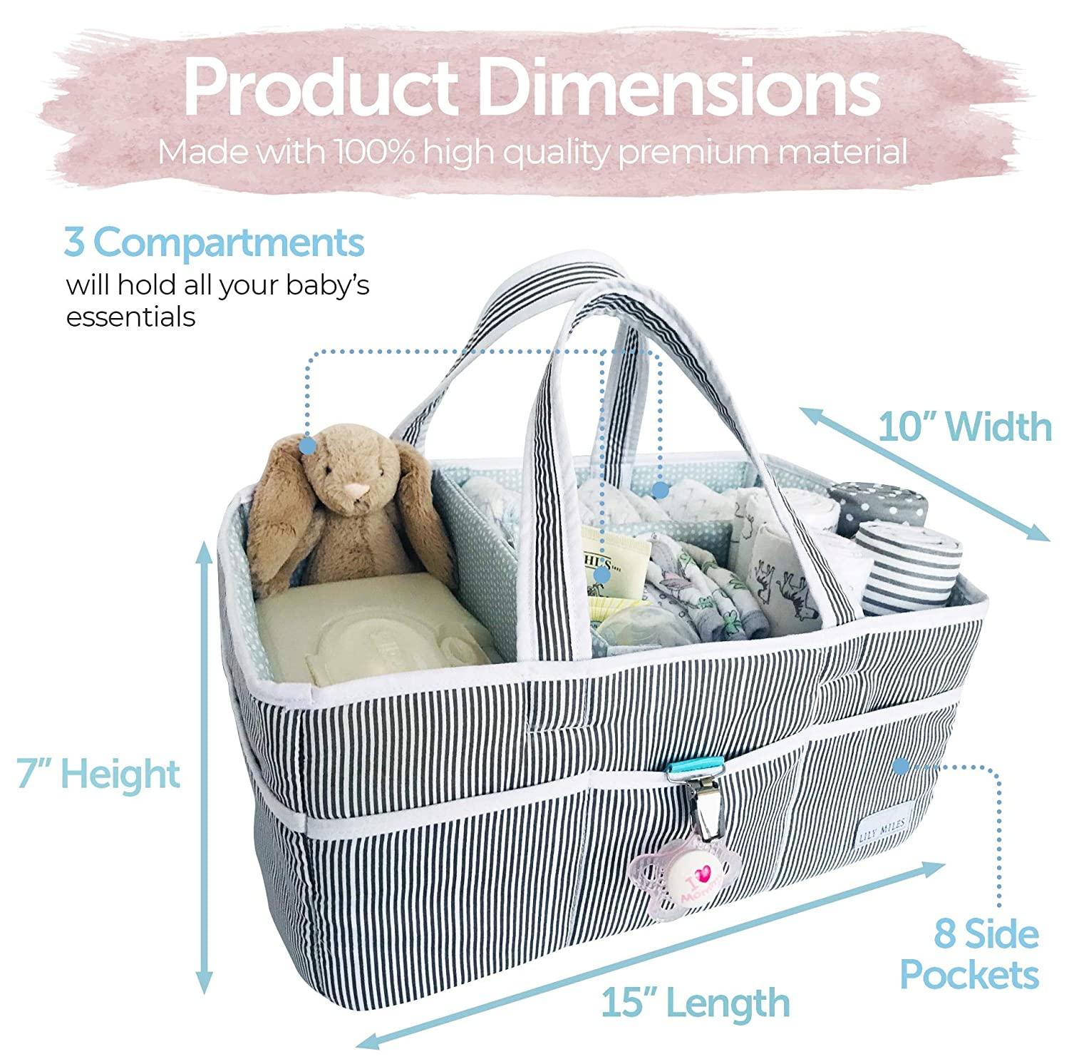 Lily Miles Baby Diaper Caddy - Large Organizer Tote Bag for Infant