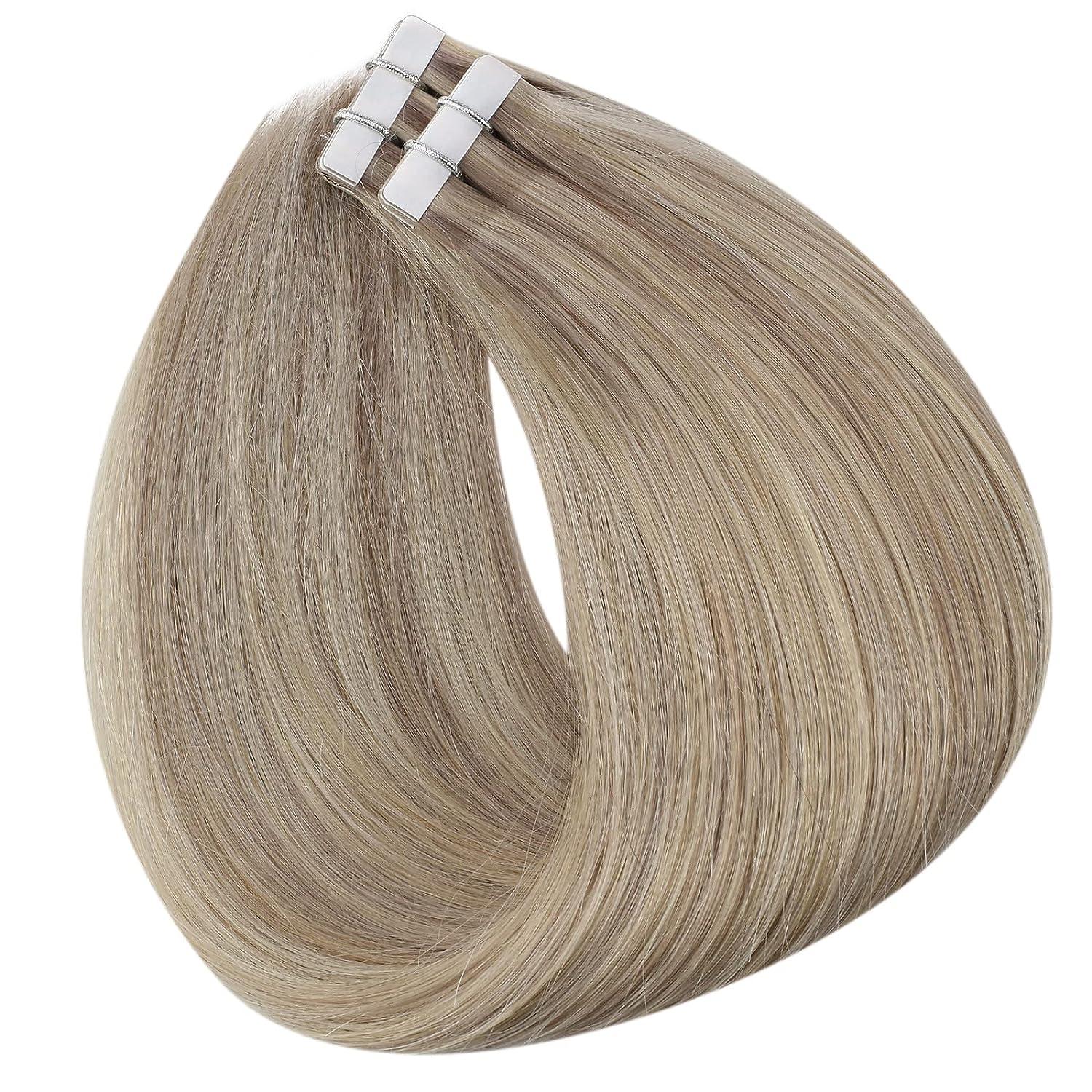 Full Shine Tape in Hair Extensions Human Hair 14 Inch Highlighted