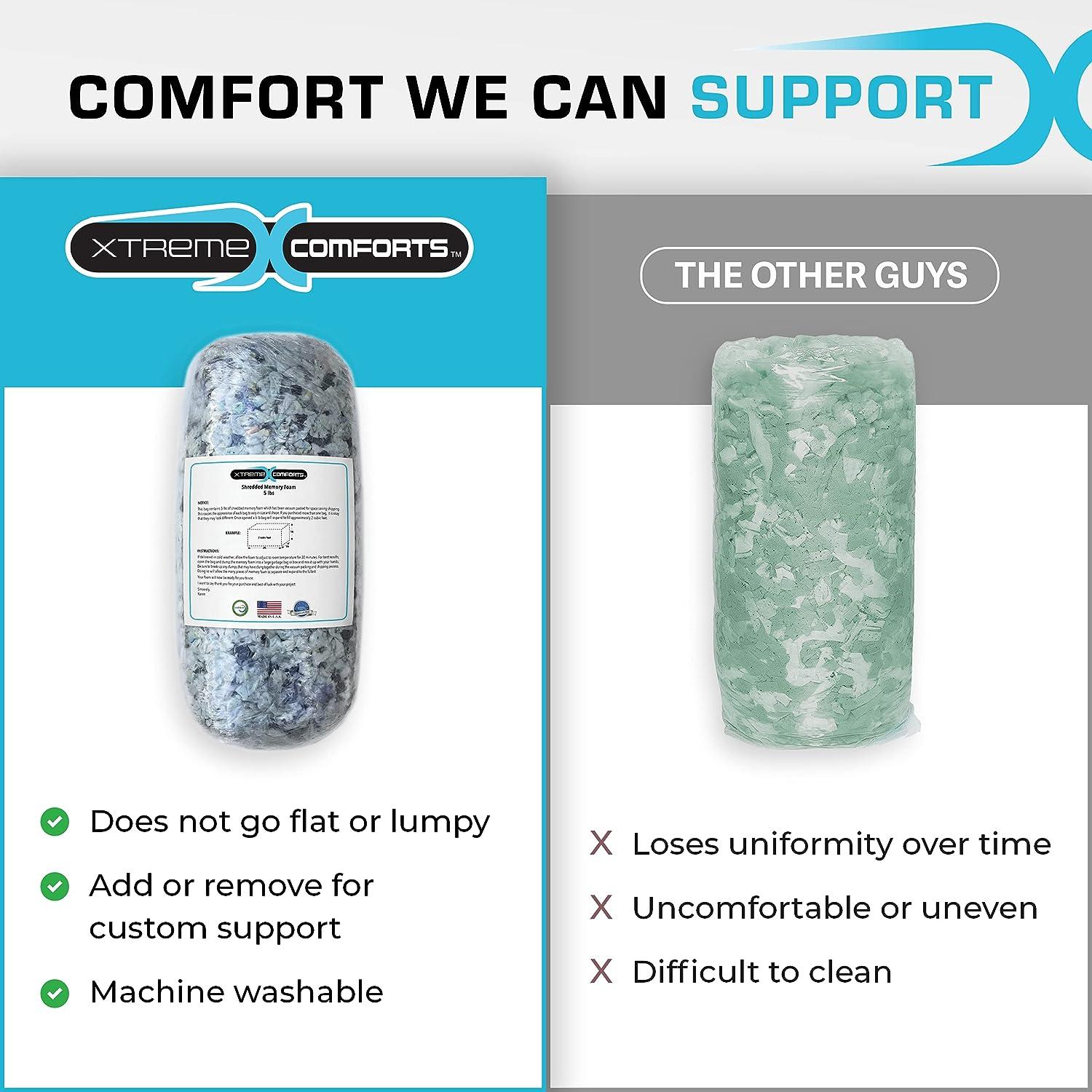Xtreme Comforts 5 LBS Bean Bag Filler w/Shredded Memory Foam - Pillow  Stuffing