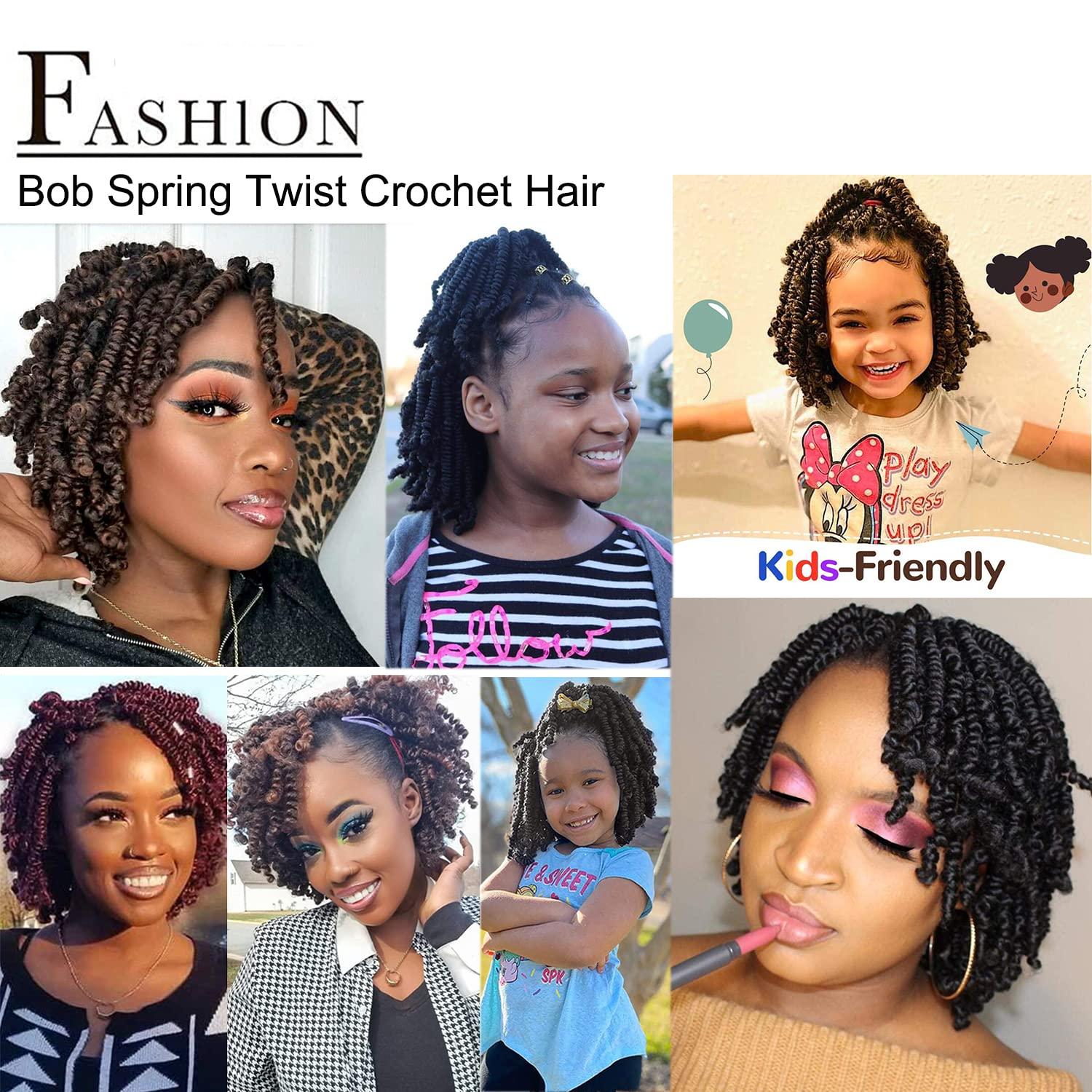 Fashion 3 Packs Short Curly Pre-twisted Spring Twist Crochet Hair