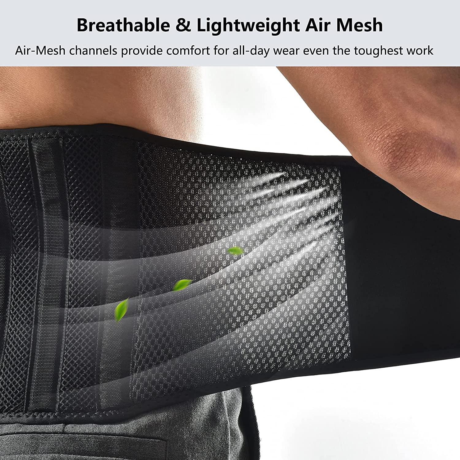 FREETOO Air Mesh Back Brace for Men Women Lower Back Pain Relief with 7 ...