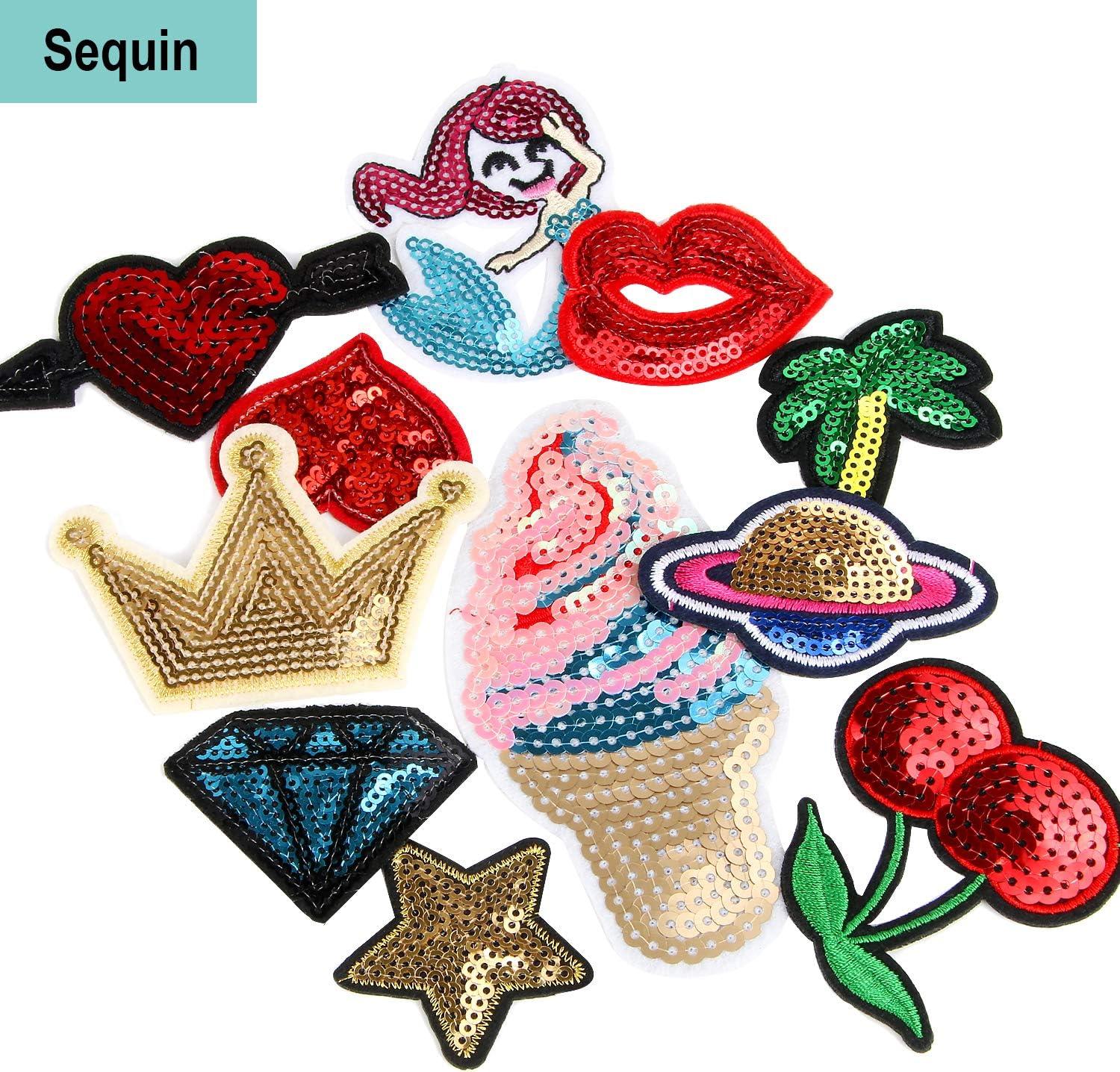 95 Pcs Assorted Styles Embroidered Patches Bulk Random Sew on Iron on Patch  Applique DIY Backpack Patches Clothing Repair Patches for Clothes Dress
