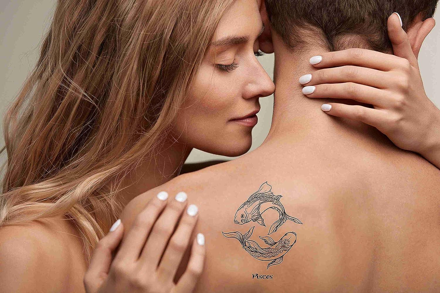 Dopetattoo 6 Sheets Temporary Tattoos Pisces Symbol Fish Temporary tattoo  Neck Arm Chest for Women Men