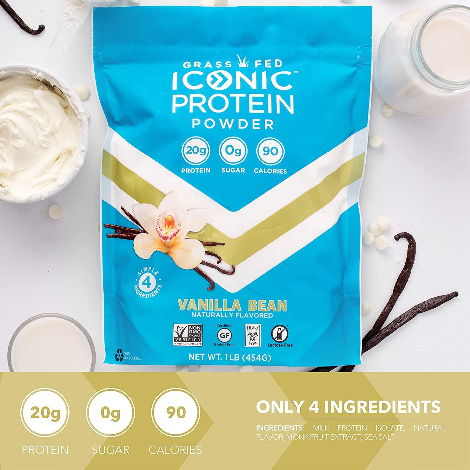 Iconic Protein Drinks, Vanilla Bean (12 Pack) - Sugar Free & Low Carb - 20g  