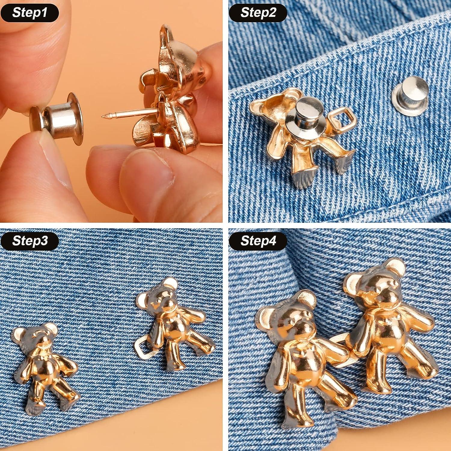 Adjustable Jean Buttons Pins for Loose Jeans 4 Sets Jeans Button  Replacement Pant Clips for Waist Buckle