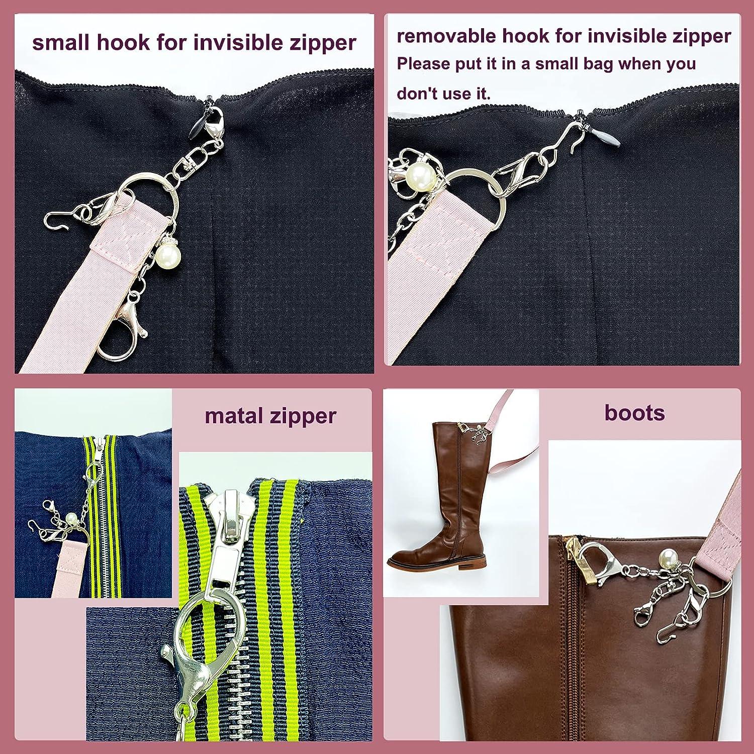 Zipper Helper Pull for Dresses - with 3 Different Types of Hooks - Dress  Zipper Pull Helper - Zipper Puller Helper for Boots - Zipper Helper Pull  for Dresses with Invisible Zippers - FYOURH Pink