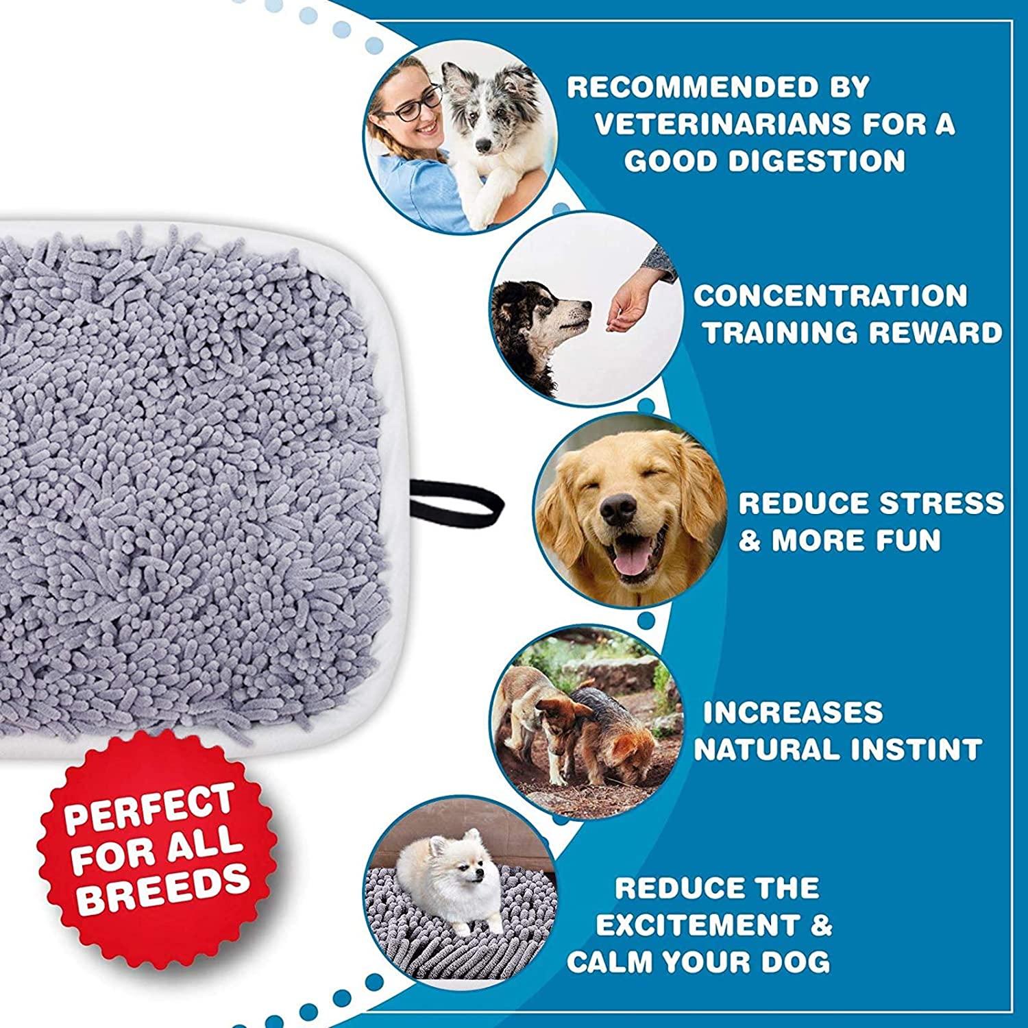  Snuffle Mat for Dogs, 17'' x 21'' Dog Sniffing Interactive  Feeding Game Boredom, Puzzle Toys Encourages Natural Foraging Skills and  Stress Relief Small/Medium/Large Dogs : Pet Supplies