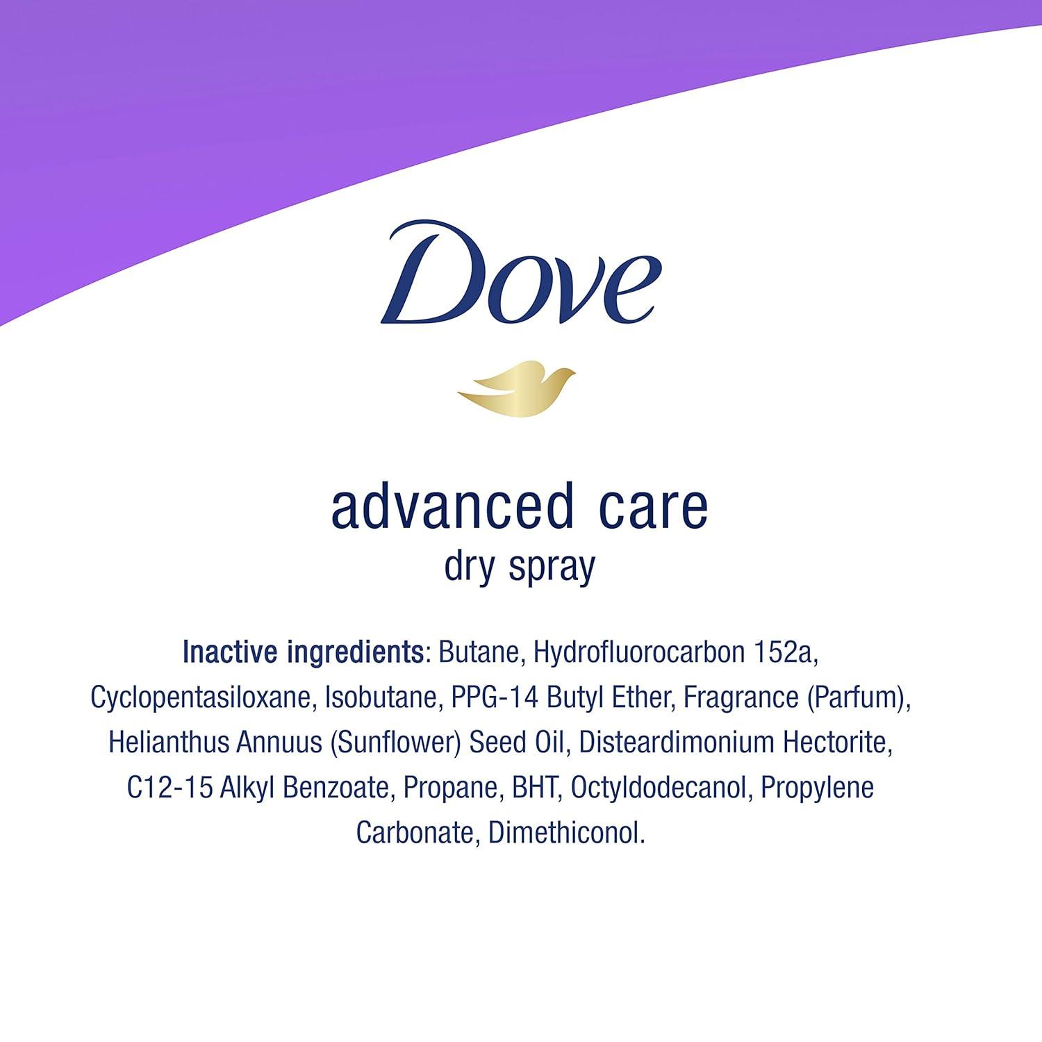 Dove Advanced Care Antiperspirant Deodorant Dry Spray 48 Hours of Sweat and  Odor Protection Lavender Fresh Antiperspirant Spray With Moisturizers and  0% Alcohol 3.8 Ounce (Pack of 3)