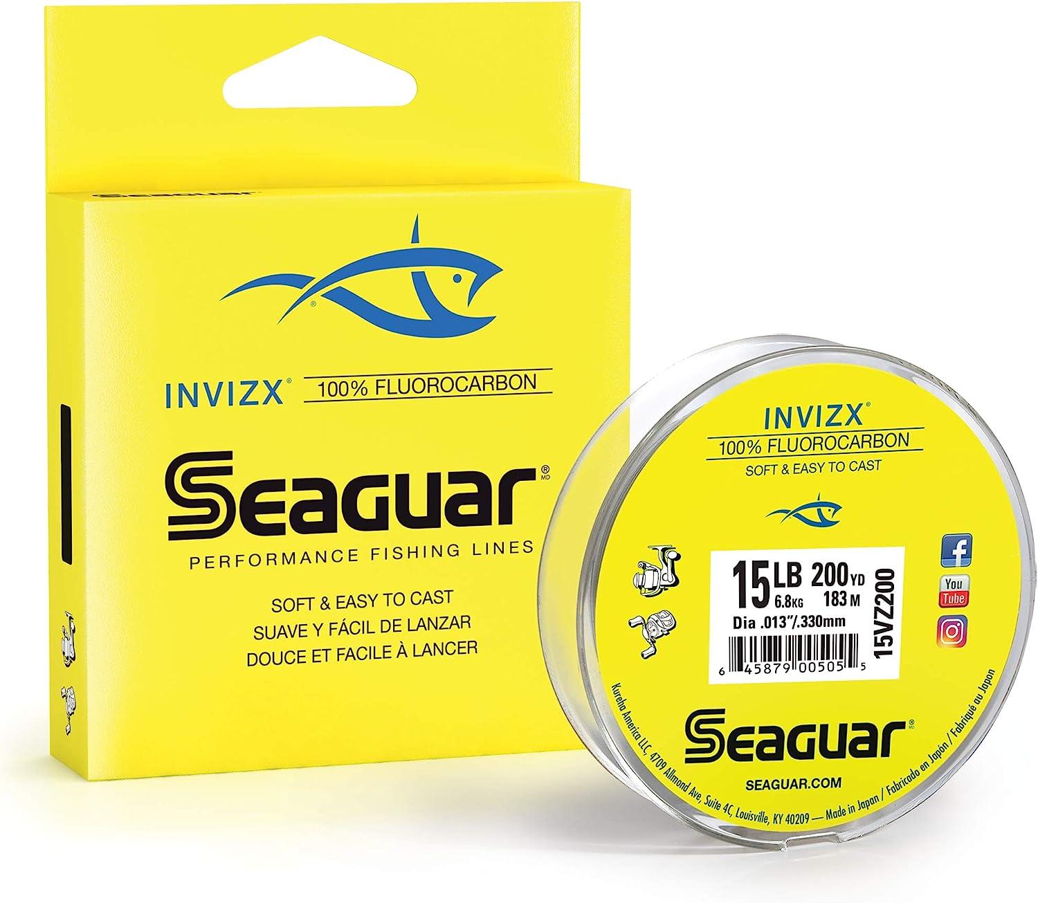 Seaguar InvizX 100% Fluorocarbon 200yd 15lb, Clear (15VZ200)