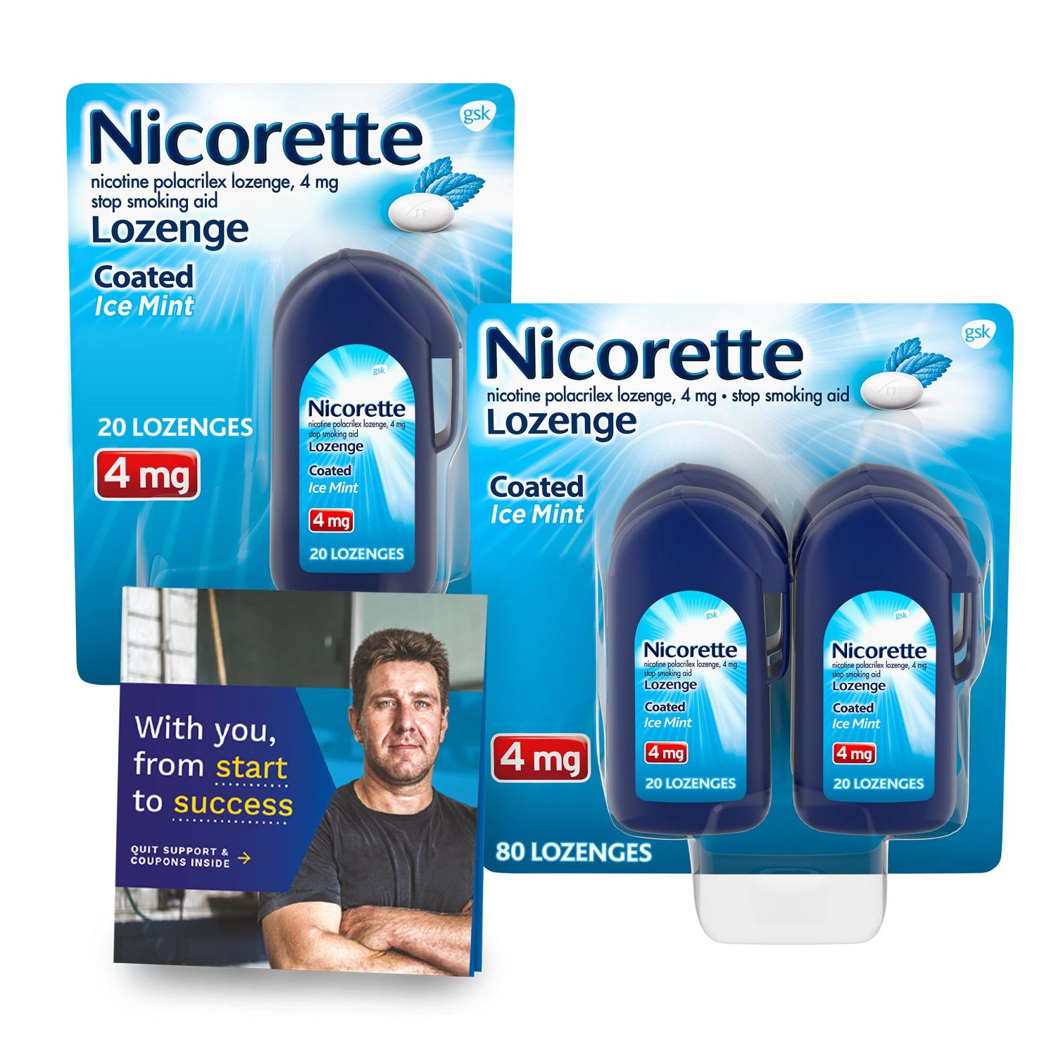 Nicorette 4mg Ice Mint Coated Nicotine Lozenges 100 Count Quit Smoking Aid With Behavioral 4738