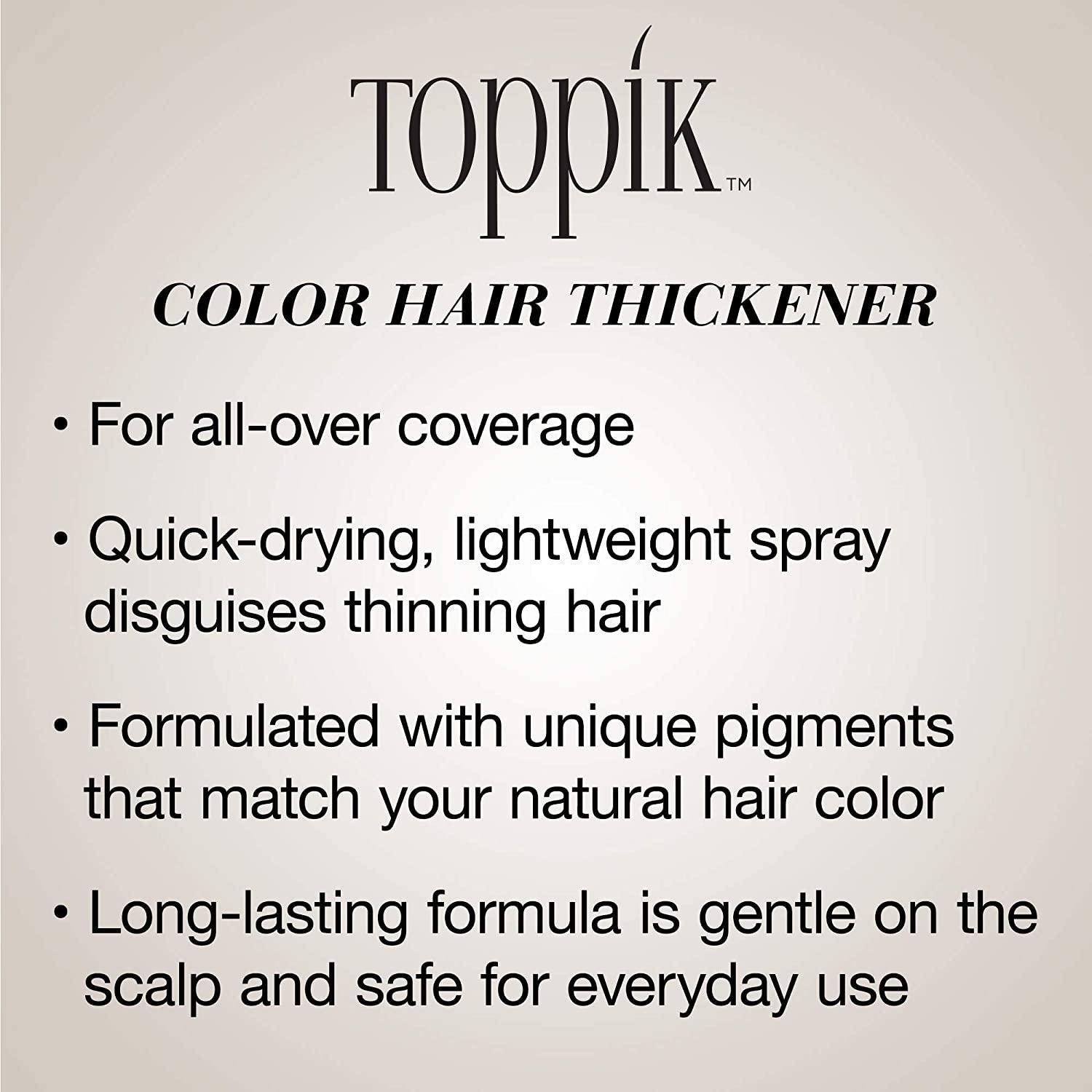  Toppik Colored Hair Thickener, 5.1 OZ Dark Brown Hair Spray Can  for Thinning Hair, Hair Spray for Root Touch Up and Hair Thickening :  Beauty & Personal Care