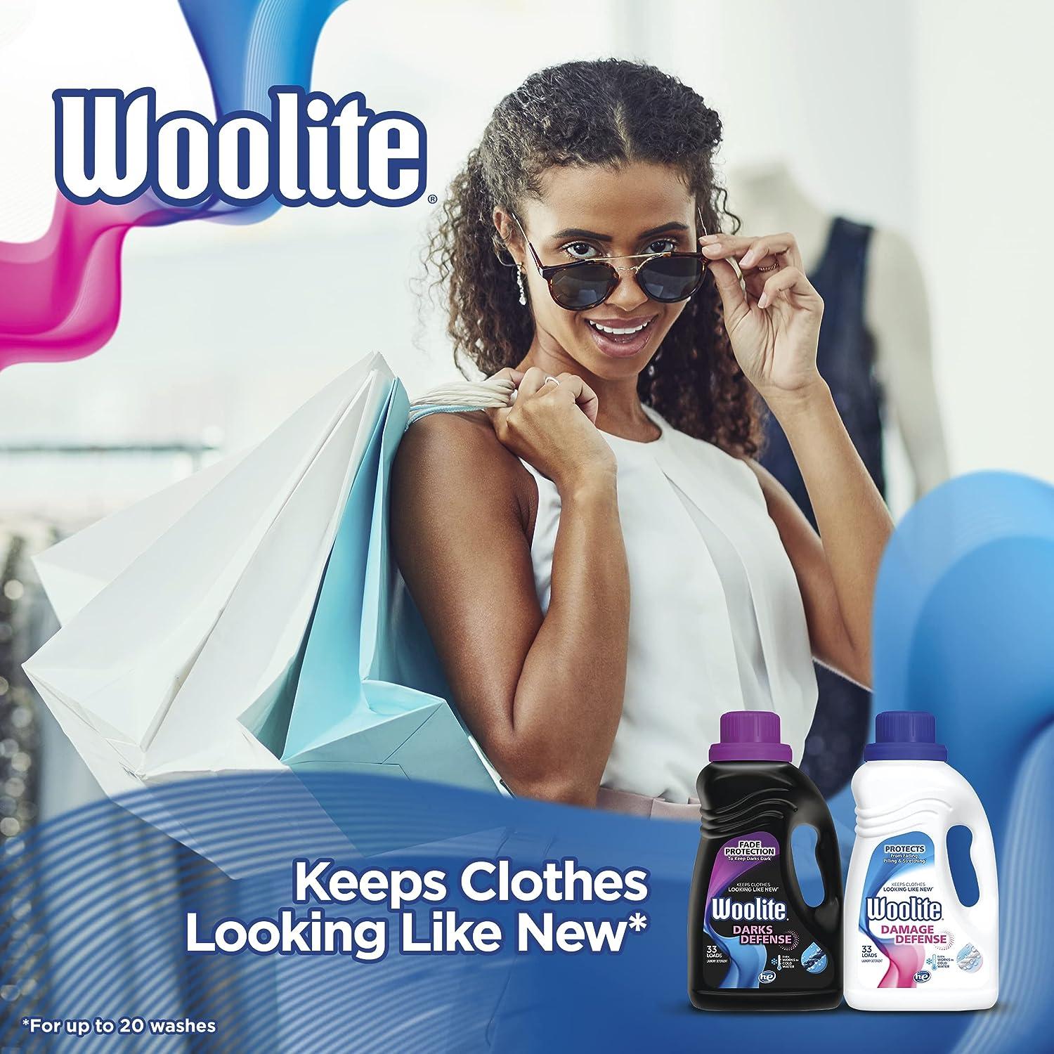 Woolite Damage Defense Laundry Detergent, 33 Loads, 50 Fl Oz, Regular & HE  Washers, Packaging May Vary