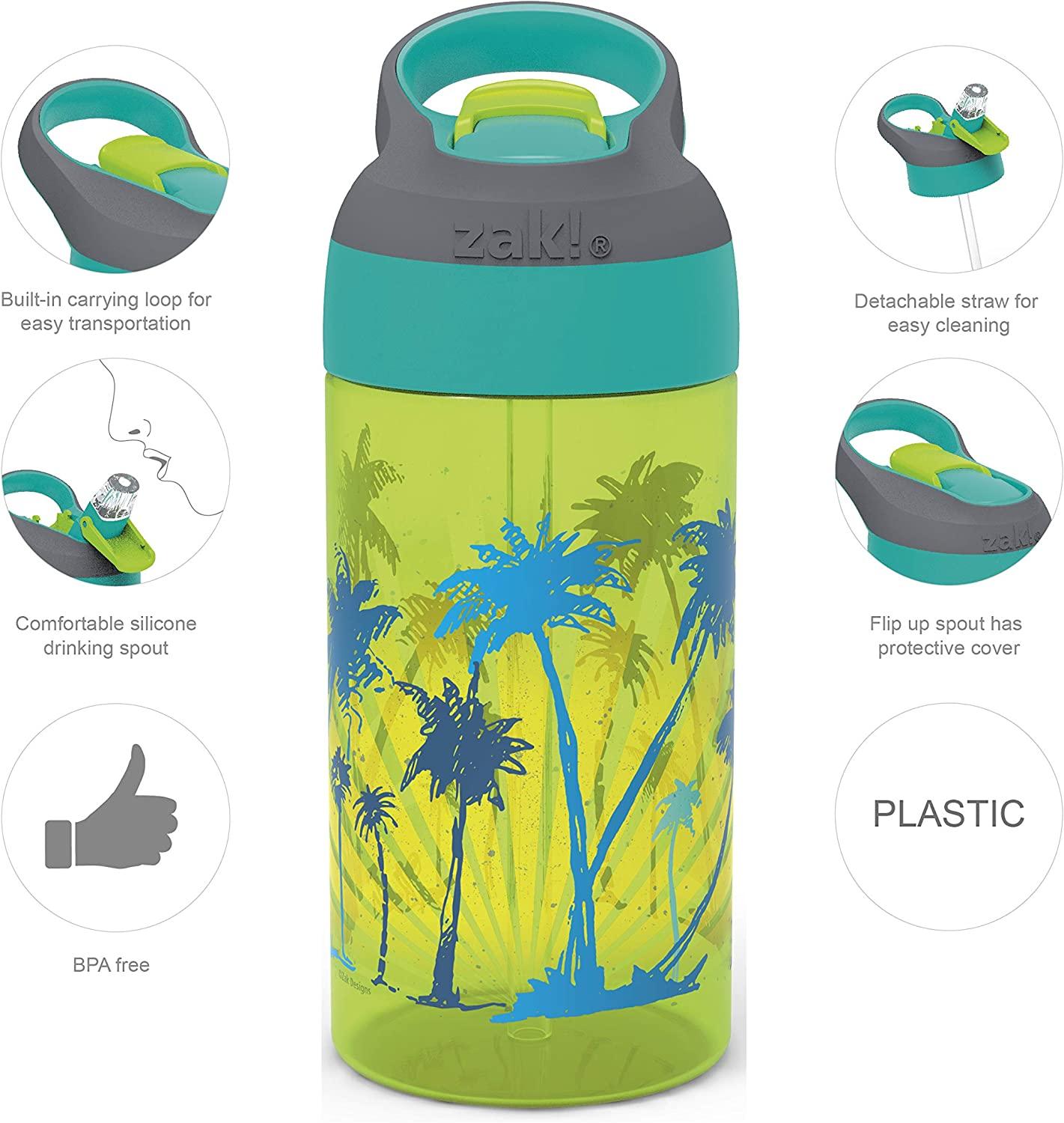 Zak Designs 16oz Riverside Desert Life Kids Water Bottle with Straw and  Built in Carrying Loop Made of Durable Plastic, Leak-Proof Design for  Travel