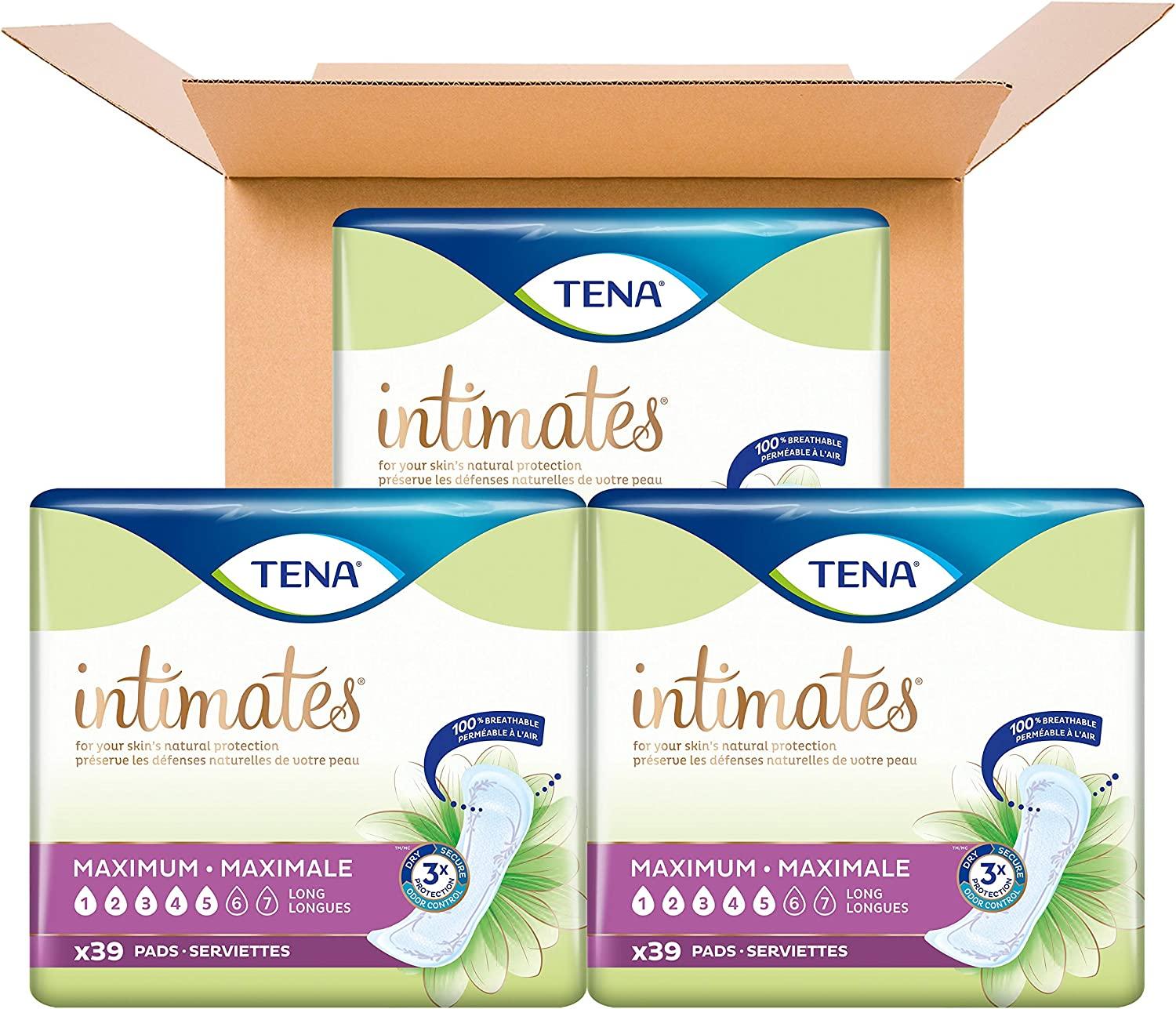  Tena Incontinence Pads, Bladder Control & Postpartum for Women,  Overnight Absorbency, Extra Coverage, Sensitive Care - 28 count : Health &  Household