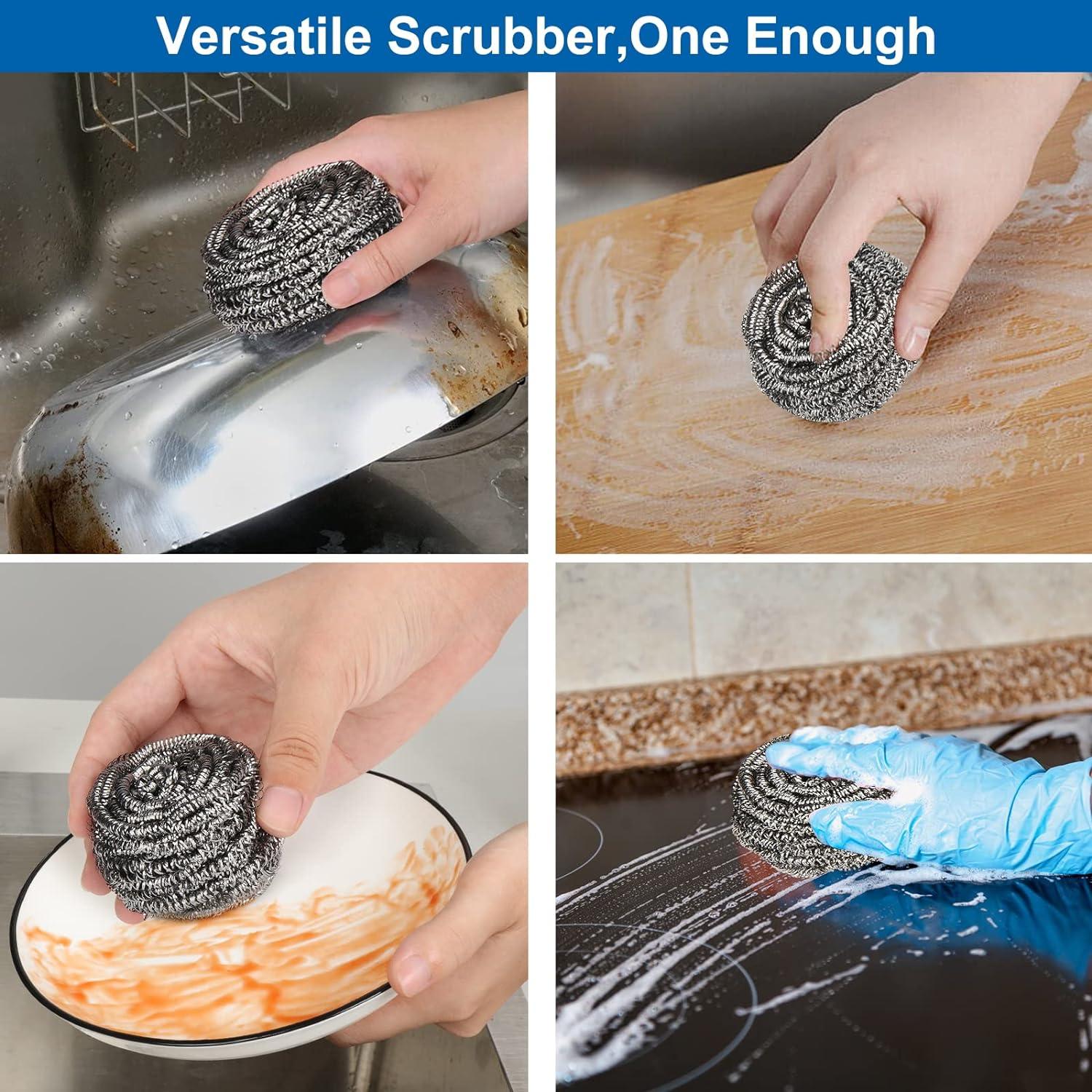 8 Pack Scourer Steel Scrubber for Cleaning Dish Pots Pans Grills Kitch —  AllTopBargains