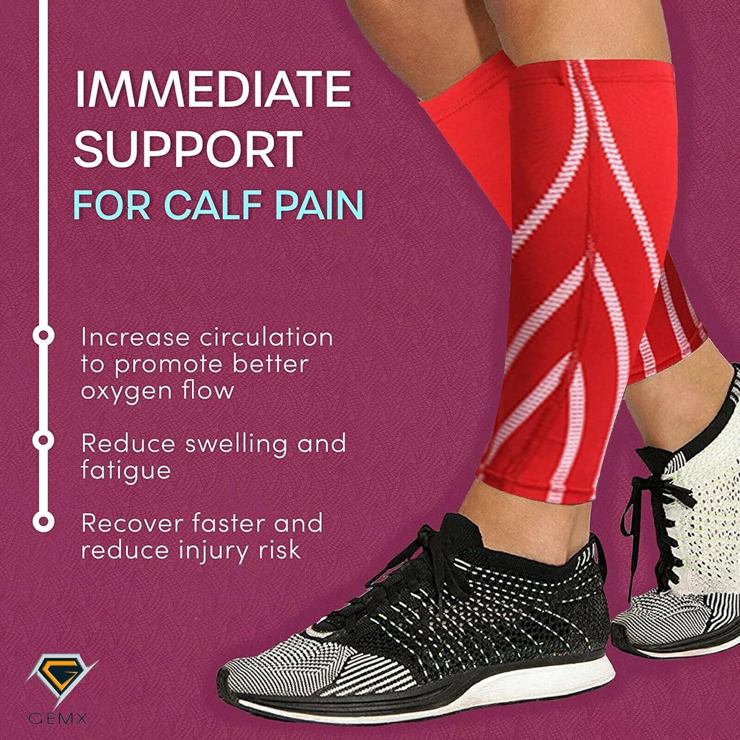 Gemx Calf Compression Sleeve Men & Women (1 Pair) Footless Calf Sleeves for  Shin Splints Support