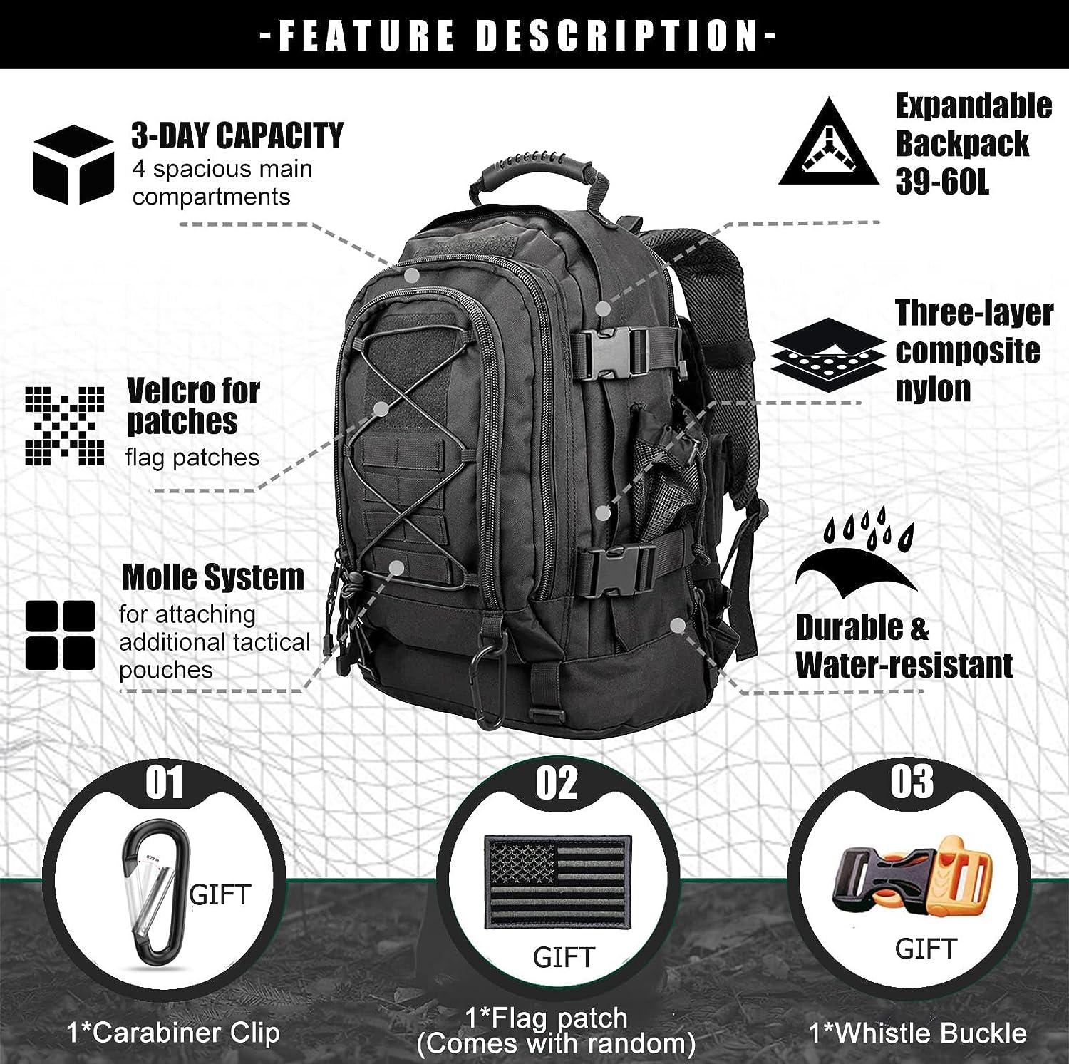 WolfWarriorX Men Backpacks Large Capacity Military Tactical Hiking