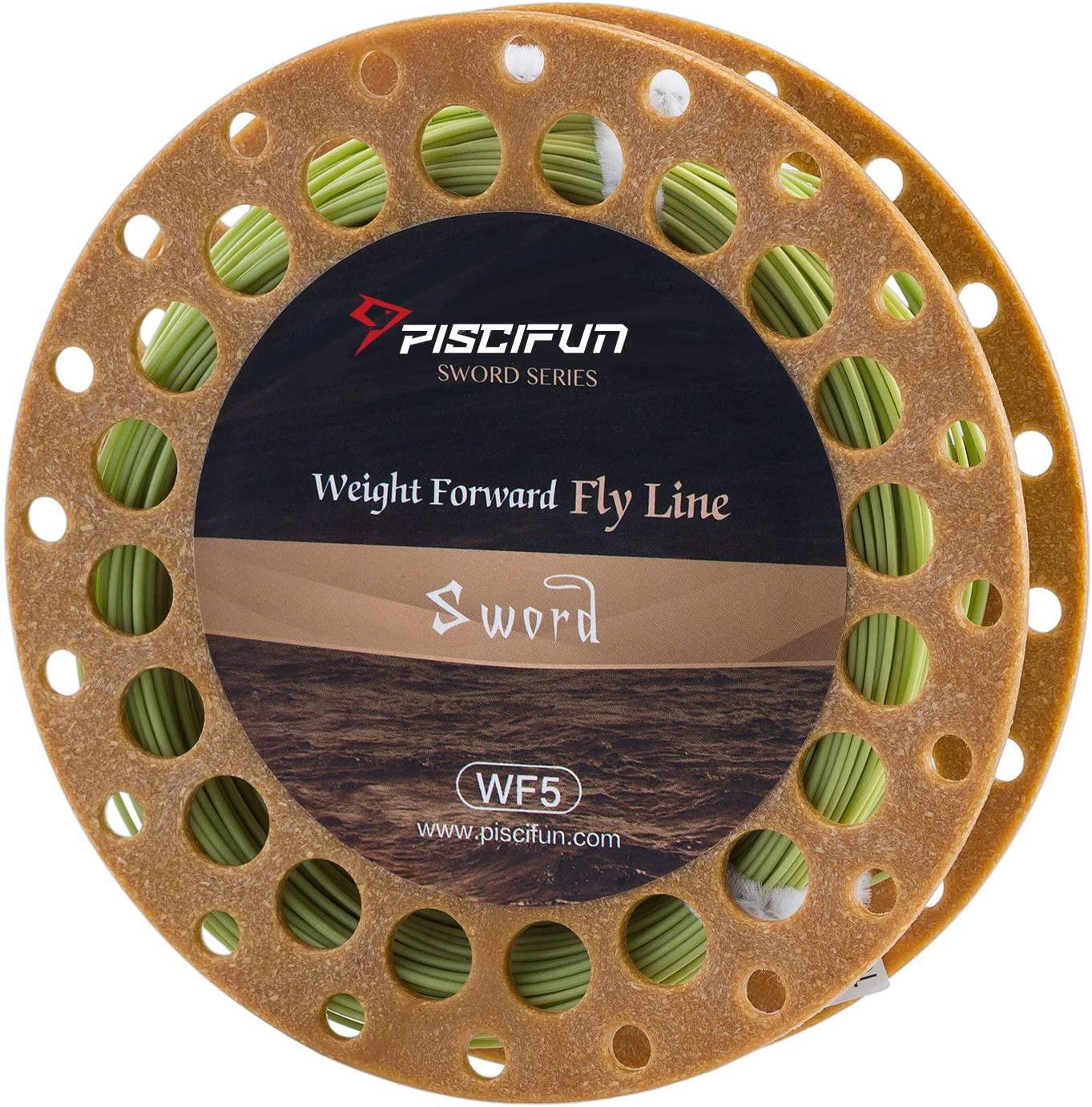 Piscifun Sword Fly Fishing Line with Welded Loop Weight Forward Floating Fly  Line WF1 2 3 4 5 6 7 8 9 10wt 90 100FT Moss Green WF-5F 100FT