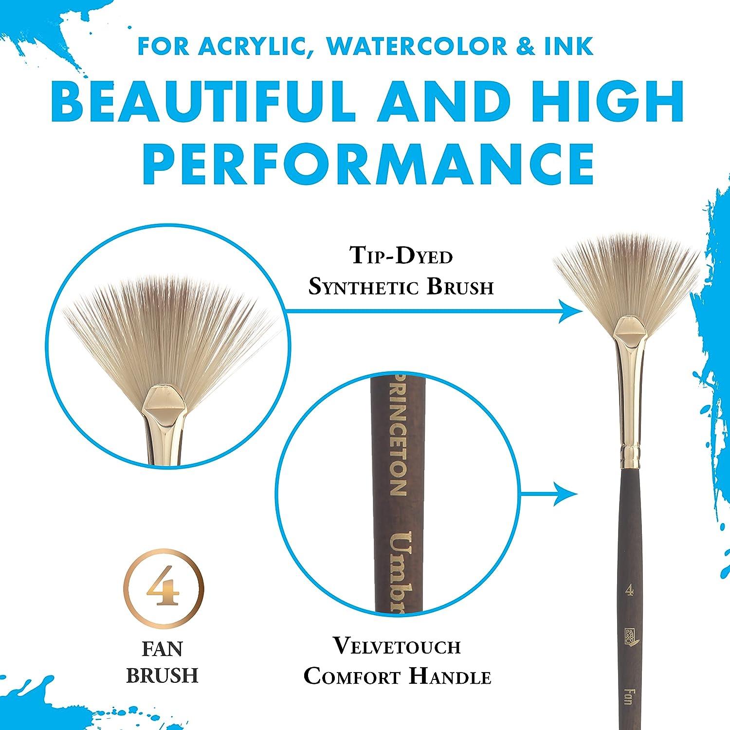 Princeton Umbria Short Handle Synthetic Paint Brush for Watercolor Acrylic  and Oil Series 6250 Fan 4