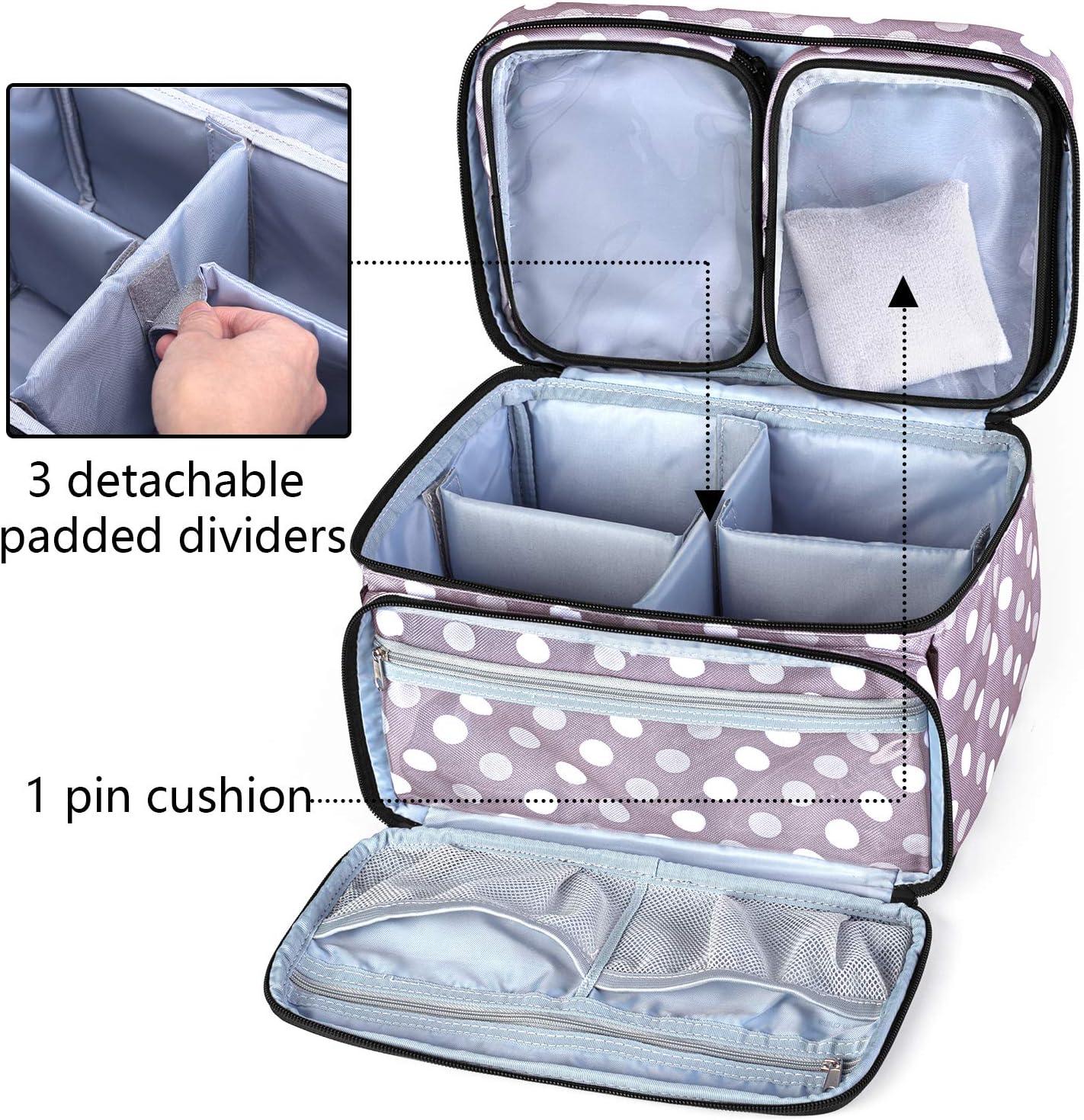 Luxja Sewing Accessories Organizer with 2 Detachable Clear Pockets Sewing  Supplies Organizer (Patent Design) Polka Dots