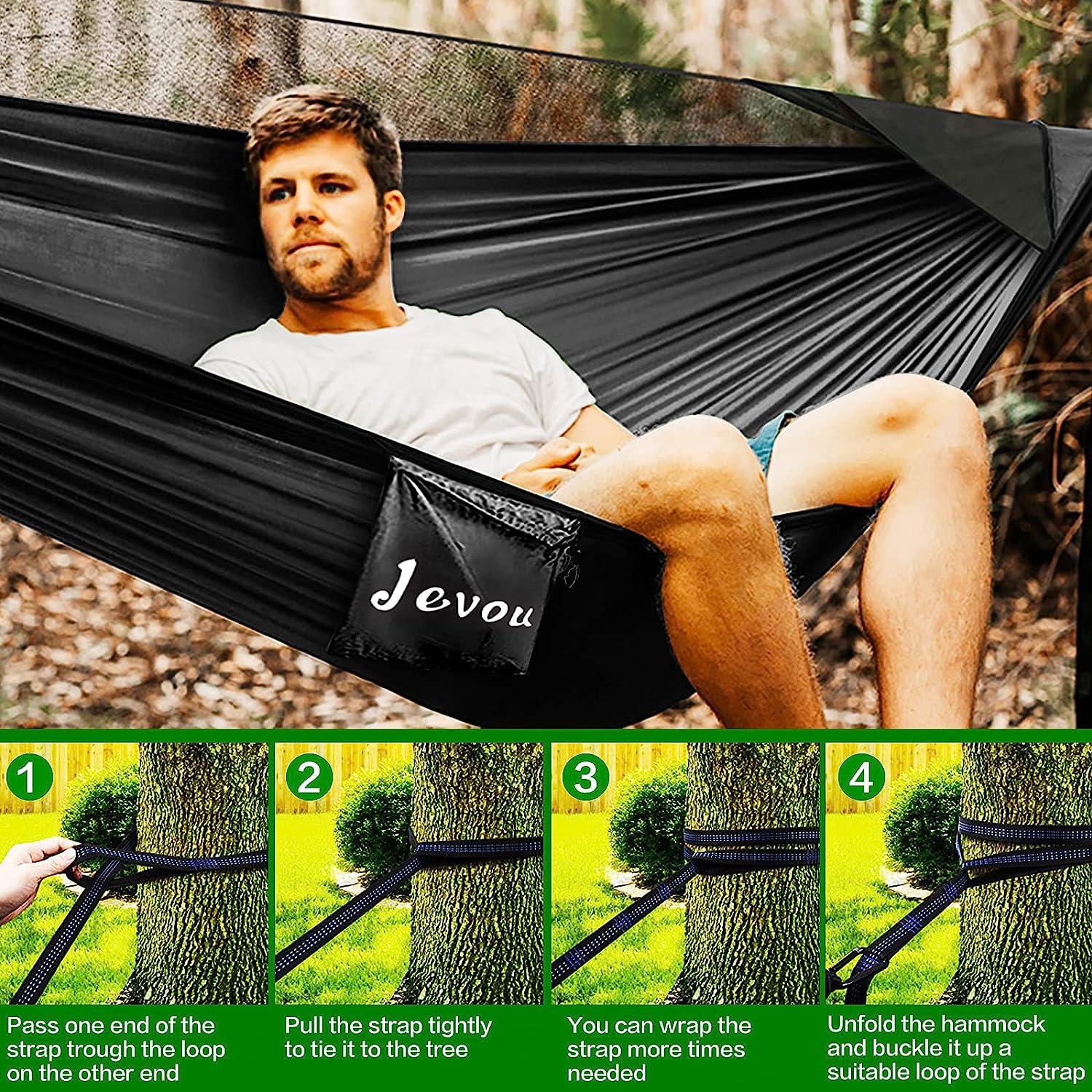 Camping Hammock with Rainfly Tarp, Hammocks Tent with Mosquito Net for  Camping, Single & Double Portable Nylon Backpacking Hammock Bundle Kit for  Outdoor, Indoor, Beach, Backyard, Patio - Hold 772lbs