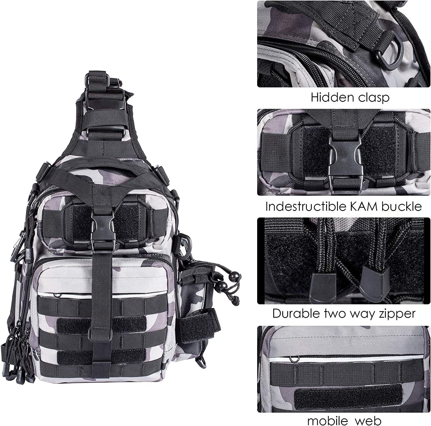 Himal Fishing Tackle Storage Bag,Outdoor Shoulder Backpack,Fishing Gear Bag, Waterproof Shoulder Backpack Cross Body Sling Bag with Rod Holder,Digital  Camouflage in Dubai - UAE