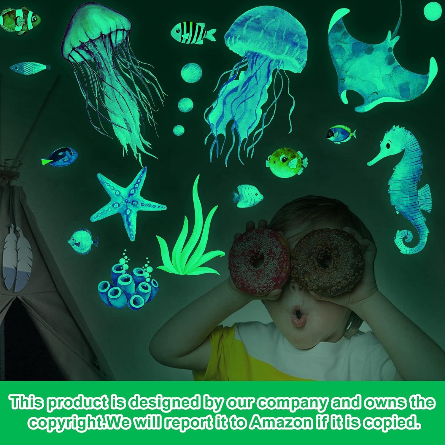  Amaonm Removable Glow in The Dark Ocean Animals Wall