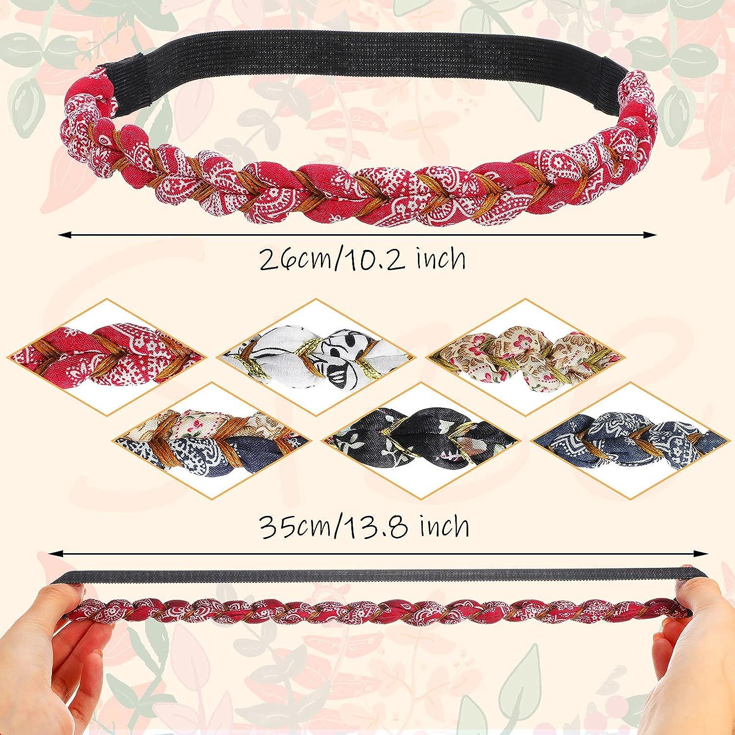 Adjustable Stretch Elastic Braided Floral Fabric Headbands