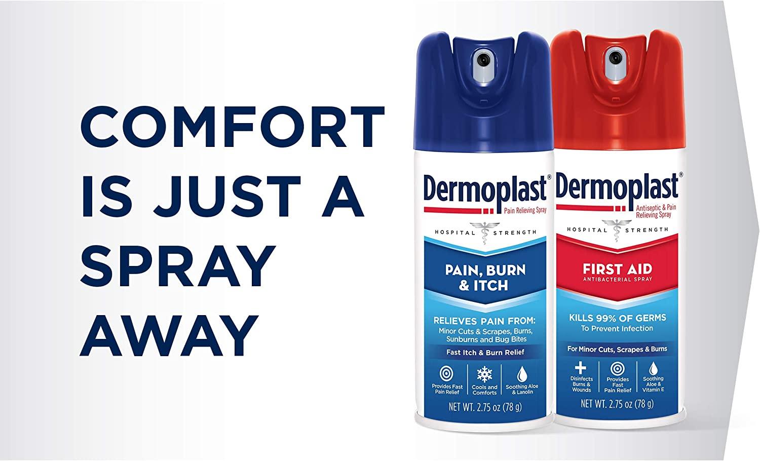  Dermoplast Pain, Burn & Itch Relief Spray for Minor Cuts, Burns  and Bug Bites, 2.75 Oz (Packaging May Vary) : Health & Household