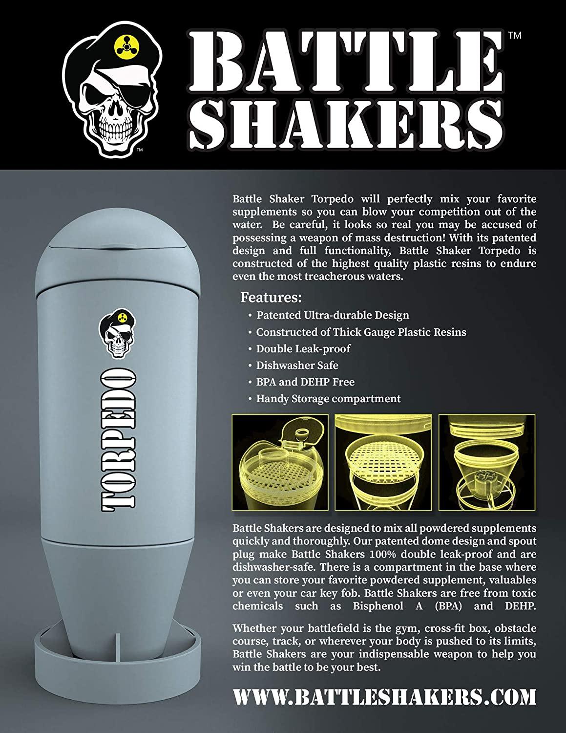 Battle Shaker Torpedo 20 Oz Shaker Bottle protein Shaker Leak-proof With Storage  Compartment-bpa Free Dishwasher Safe. Navy Gray 