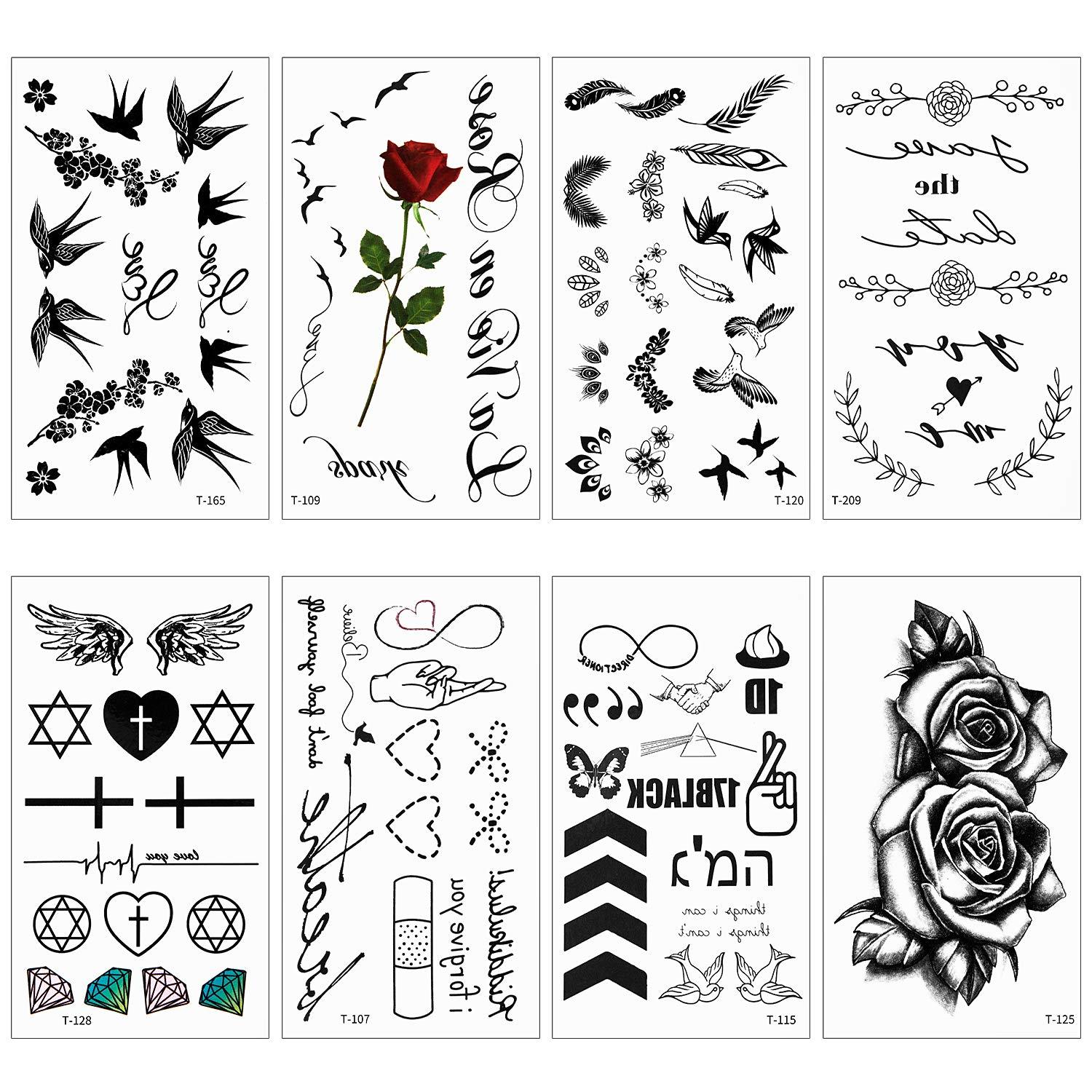 Buy Temporary Tattoos Lovely English Words & Black Designs Body Art Make up  for Women Fake Tattoo Sticker Waterproof Tattoo with Star Heart 10 Sheets  Online - Shop Home & Garden on