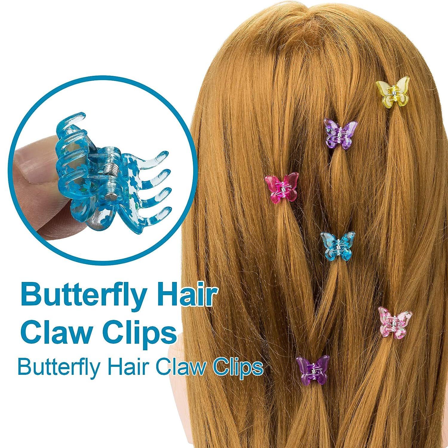 PAGOW Glitter Butterfly Hair Clips Fabric Barrettes Tassel Hairpin Cute  Rhinestone Bobby Pins Wedding Accessories for Women Girls Teens (4pcs Blue
