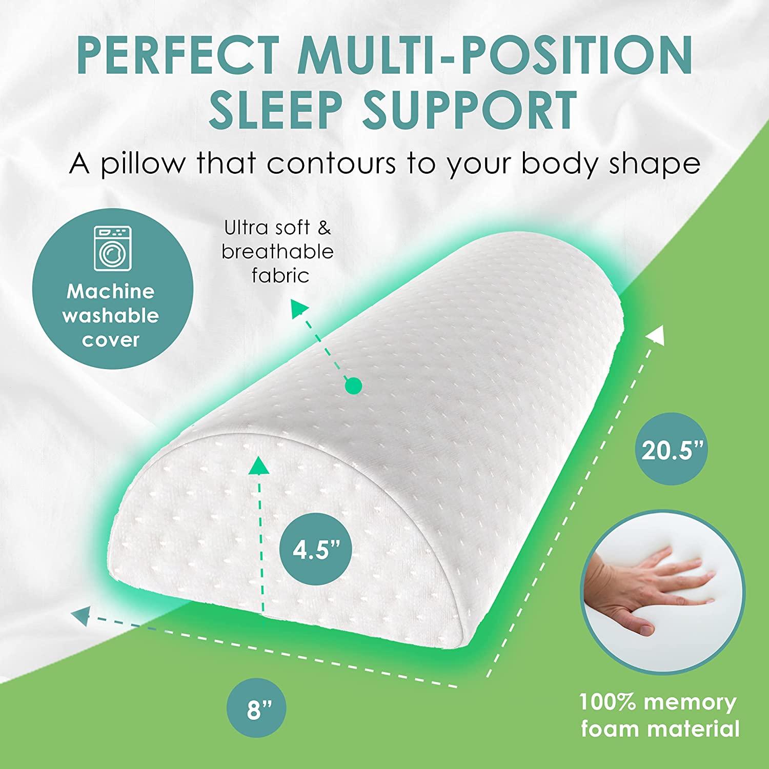 Contour Half Roll Bolster Pillow for Neck Support, Back Support Or Leg &  Knee Comfort