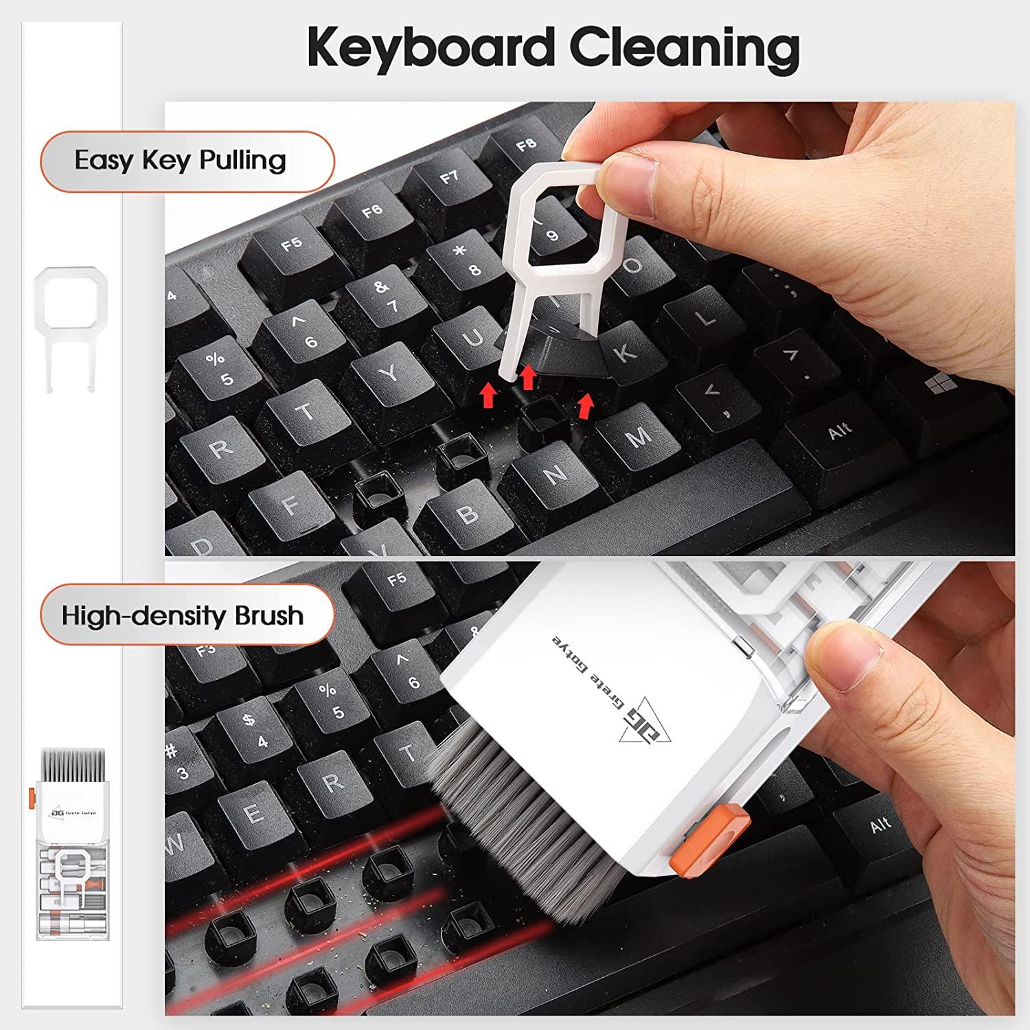 Keyboard Cleaner kit,2 Pack Upgrade 5-in-1 Multi-Function Keyboard &  Earphone Soft Brush Cleaning Tools Kit for Earphone  AirPods/Earbud/PC/Laptop/Computer/Bluetooth Earphones(with Key Puller) 